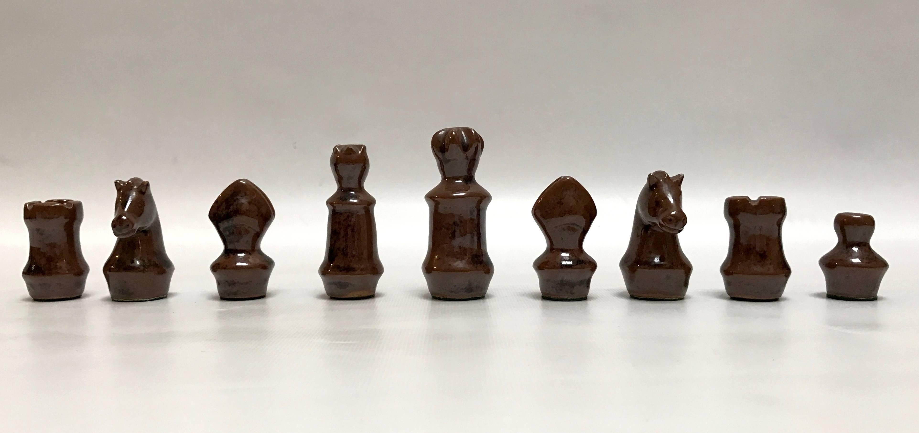 1960s Danish Modern Rosewood and Pottery Chess Set 1