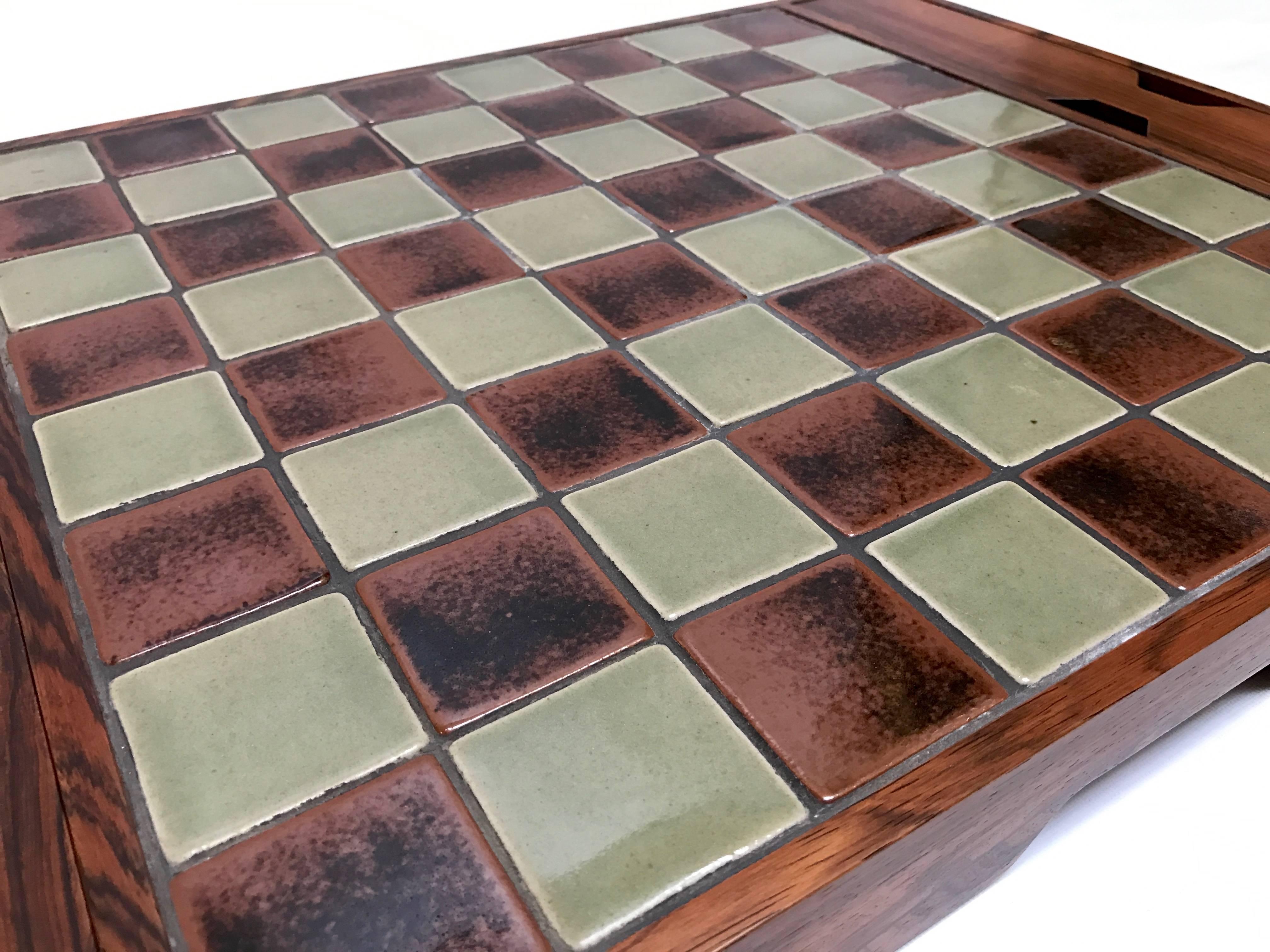 Finnish 1960s Danish Modern Rosewood and Pottery Chess Set