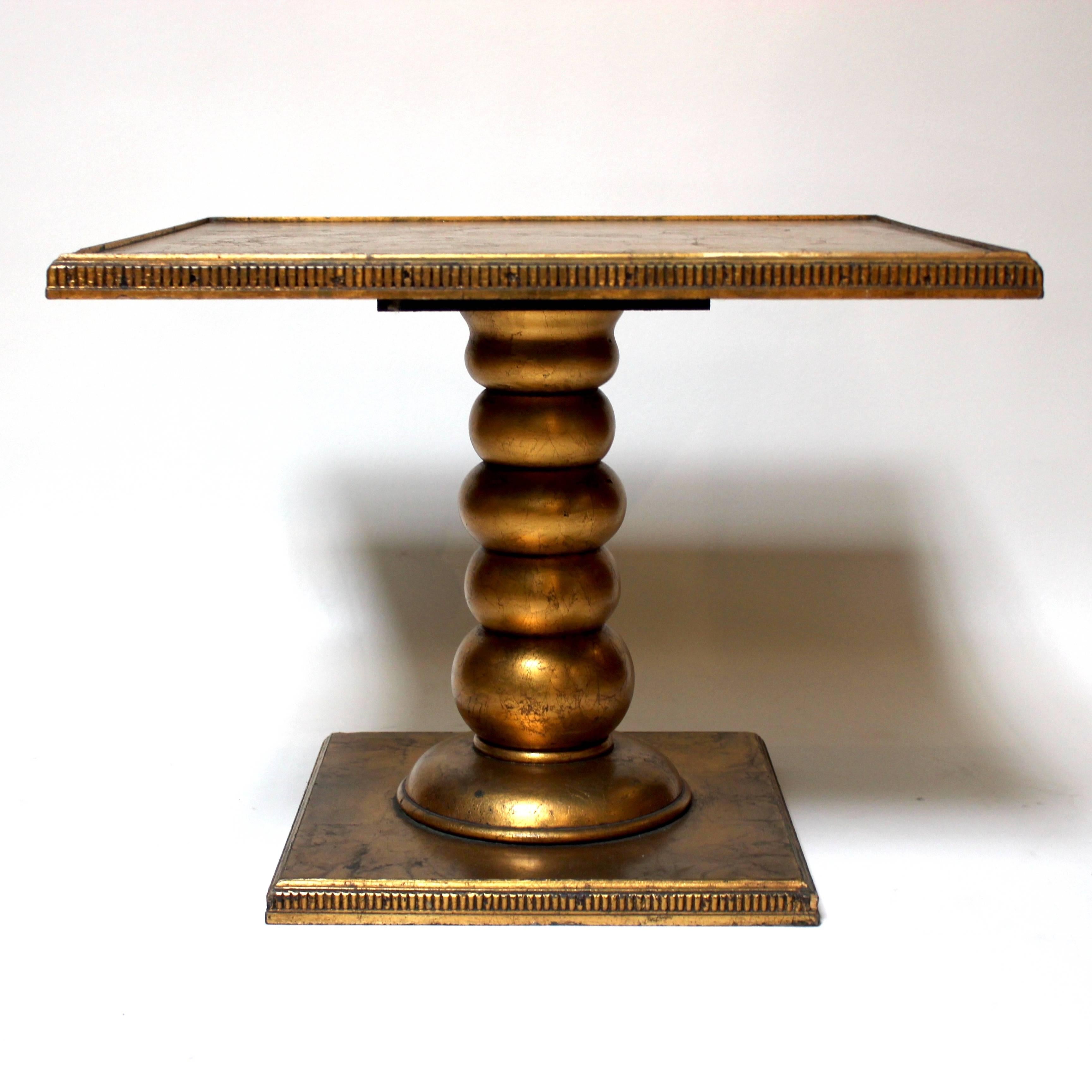 Hollywood Regency Gold Leaf End Table In Excellent Condition In Sacramento, CA