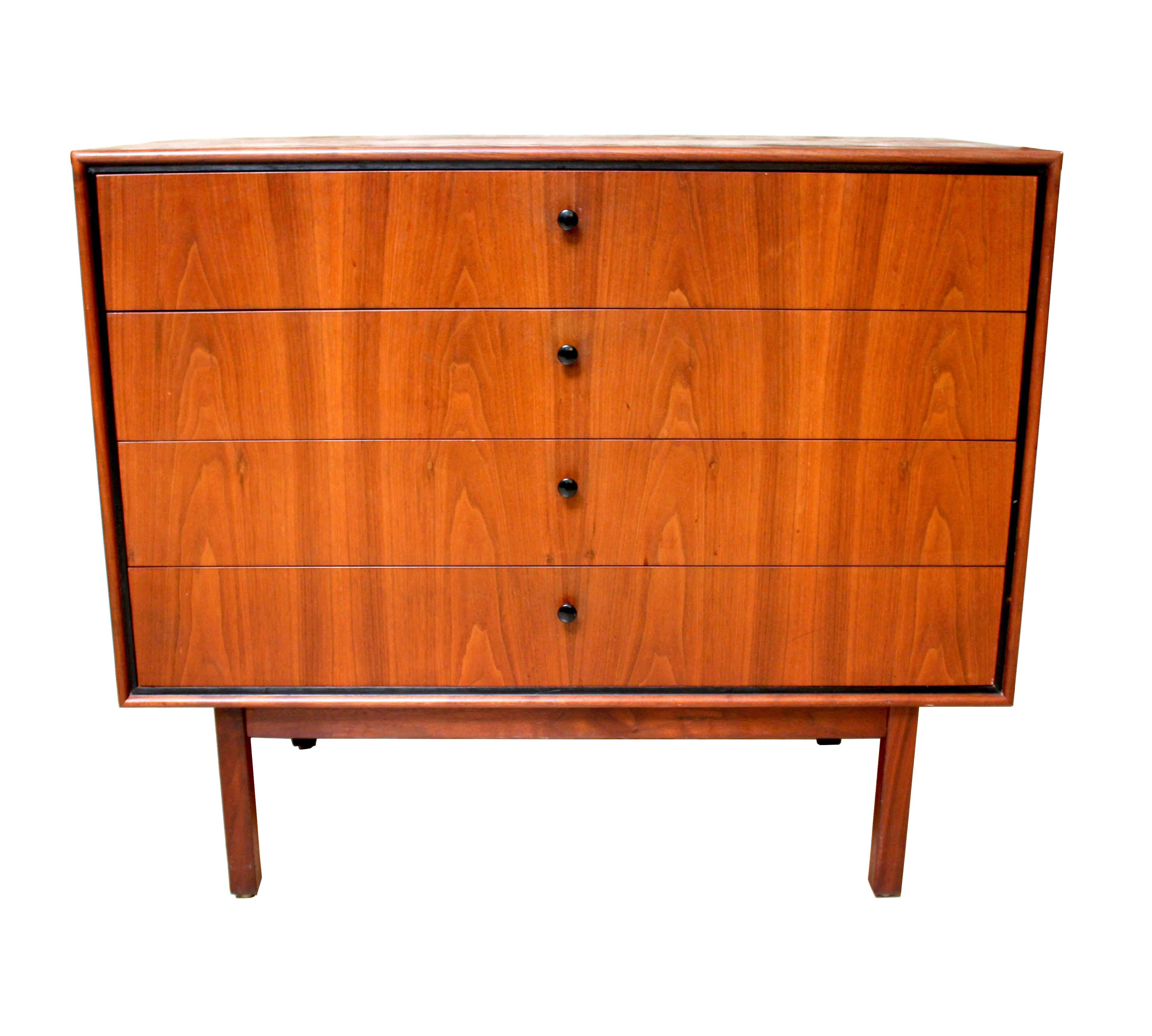 Mid-Century Modern 1950s Milo Baughman Walnut Four-Drawer Dresser for Arch Gordon