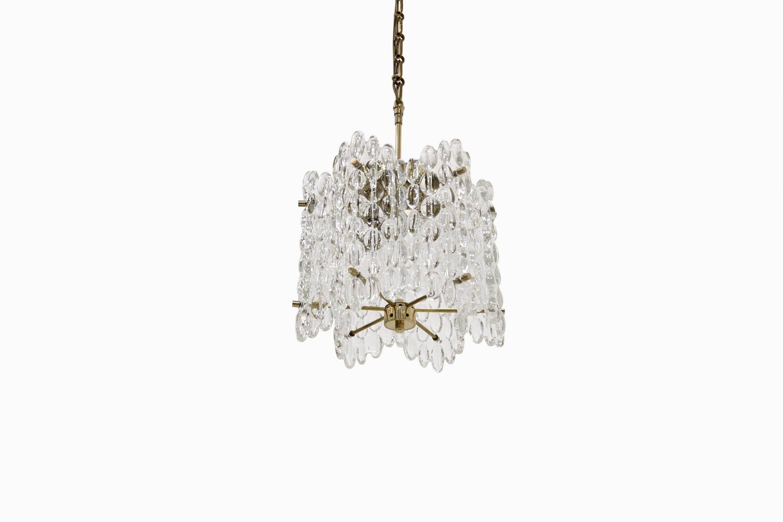 Beautiful ceiling lamp on a massive brass frame and crystal cupola.

Designed and manufactured in Norway by Høvik Lys from circa 1970s first half.

The lamp is fully working and in excellent vintage condition.

 