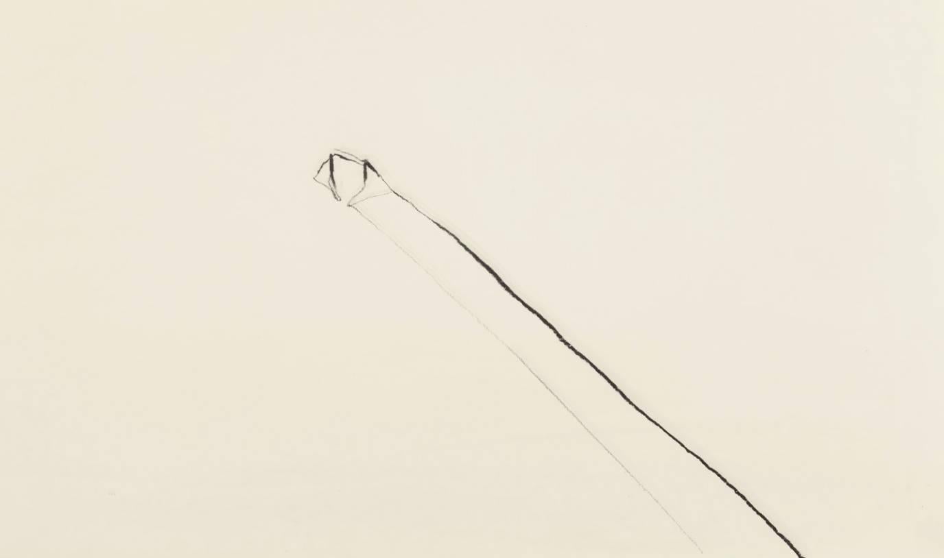 Linear mark composition by Norwegian modernist artist Jan Groth (b. 1938).

Black crayon on paper.

Signed in the lower left corner: Groth 1983.

For nearly all his life Jan Groth has explored the aesthetics of the linear mark. This simple