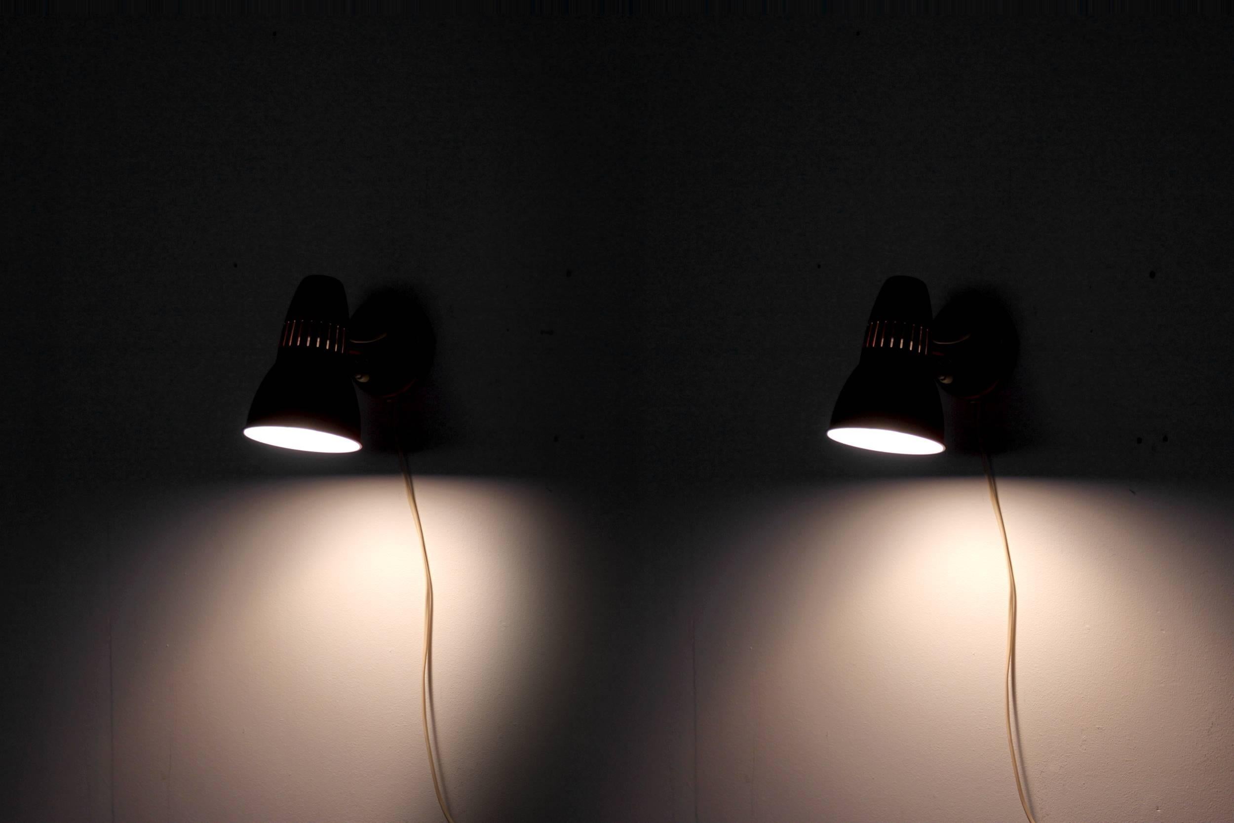 Mid-20th Century Wonderful Pair of Wall Lights by Jac Jacobsen, 1960s