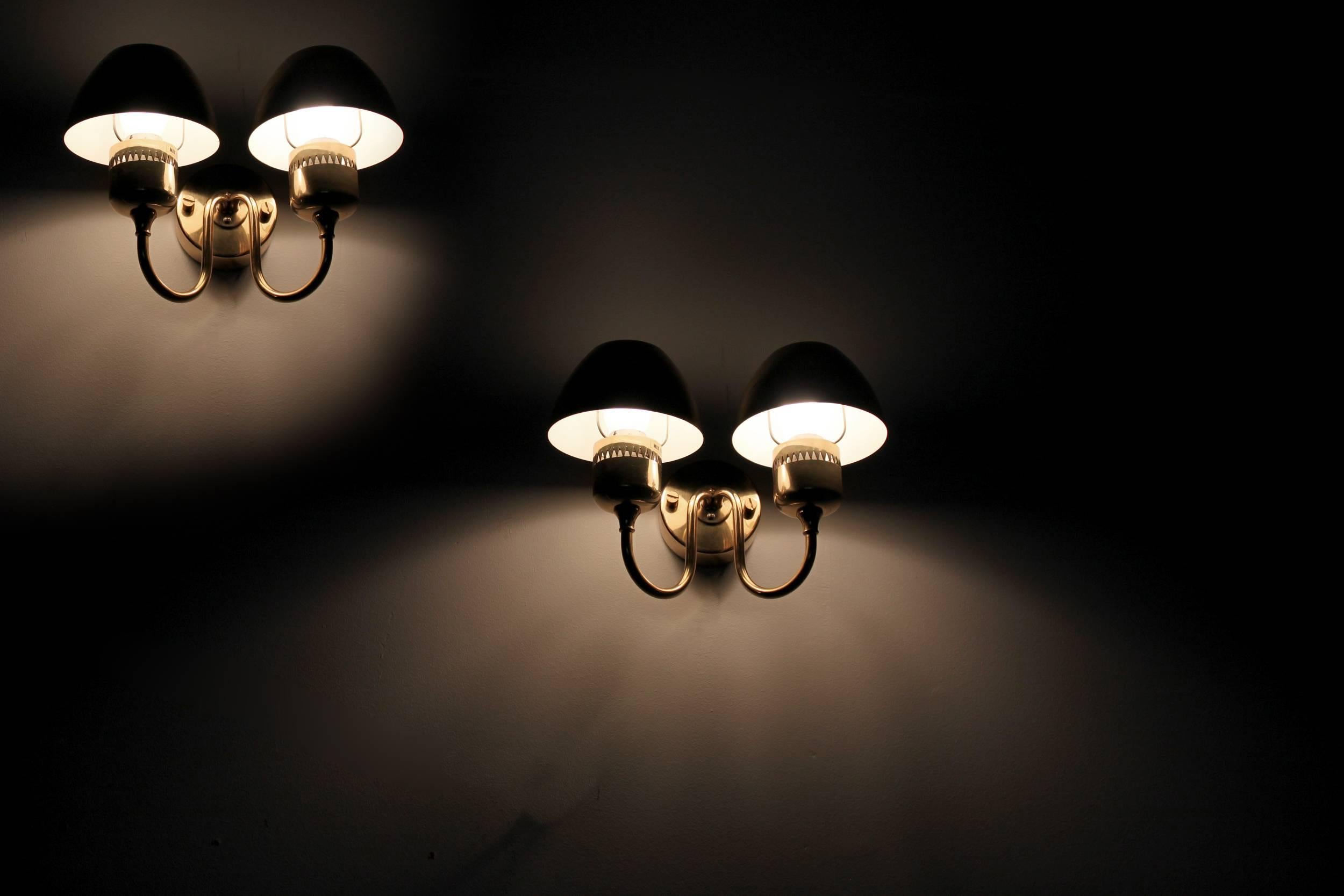 Mid-20th Century Pair of Wall Lights in Brass by Hans-Agne Jakobsson, 1960s