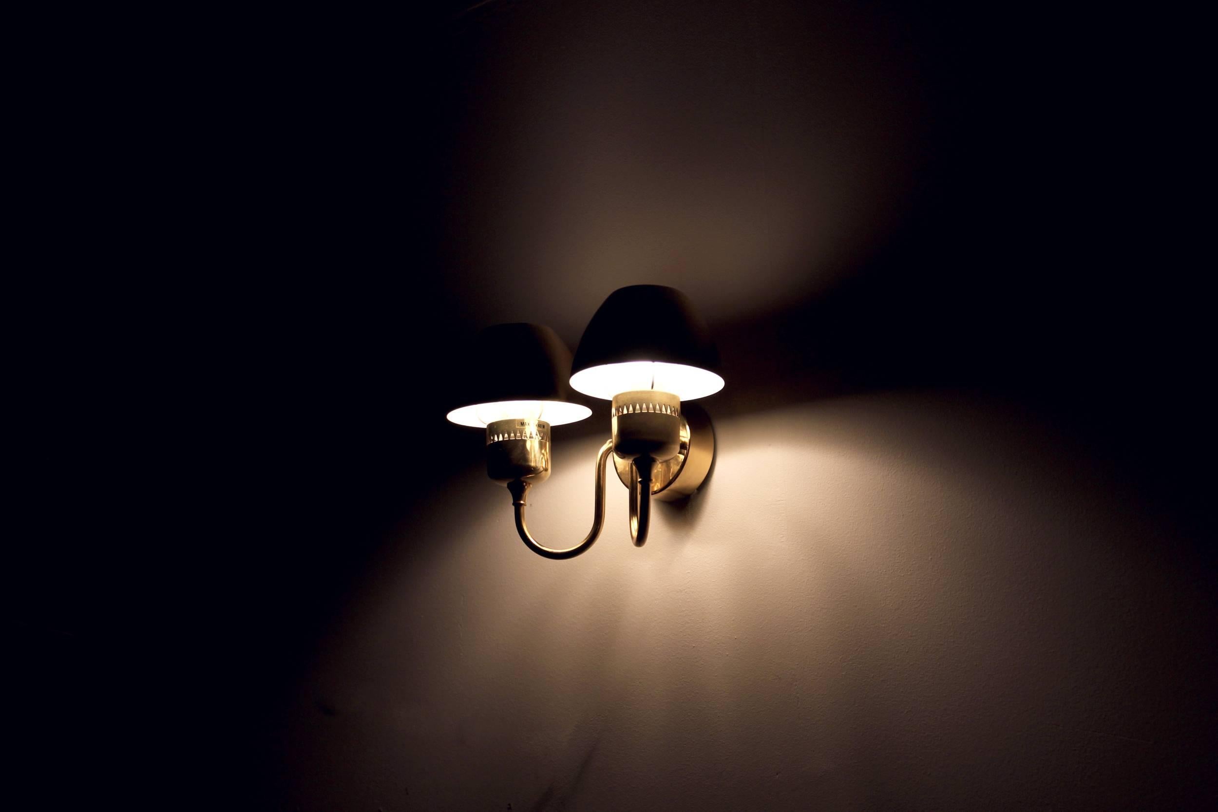 Pair of Wall Lights in Brass by Hans-Agne Jakobsson, 1960s 1