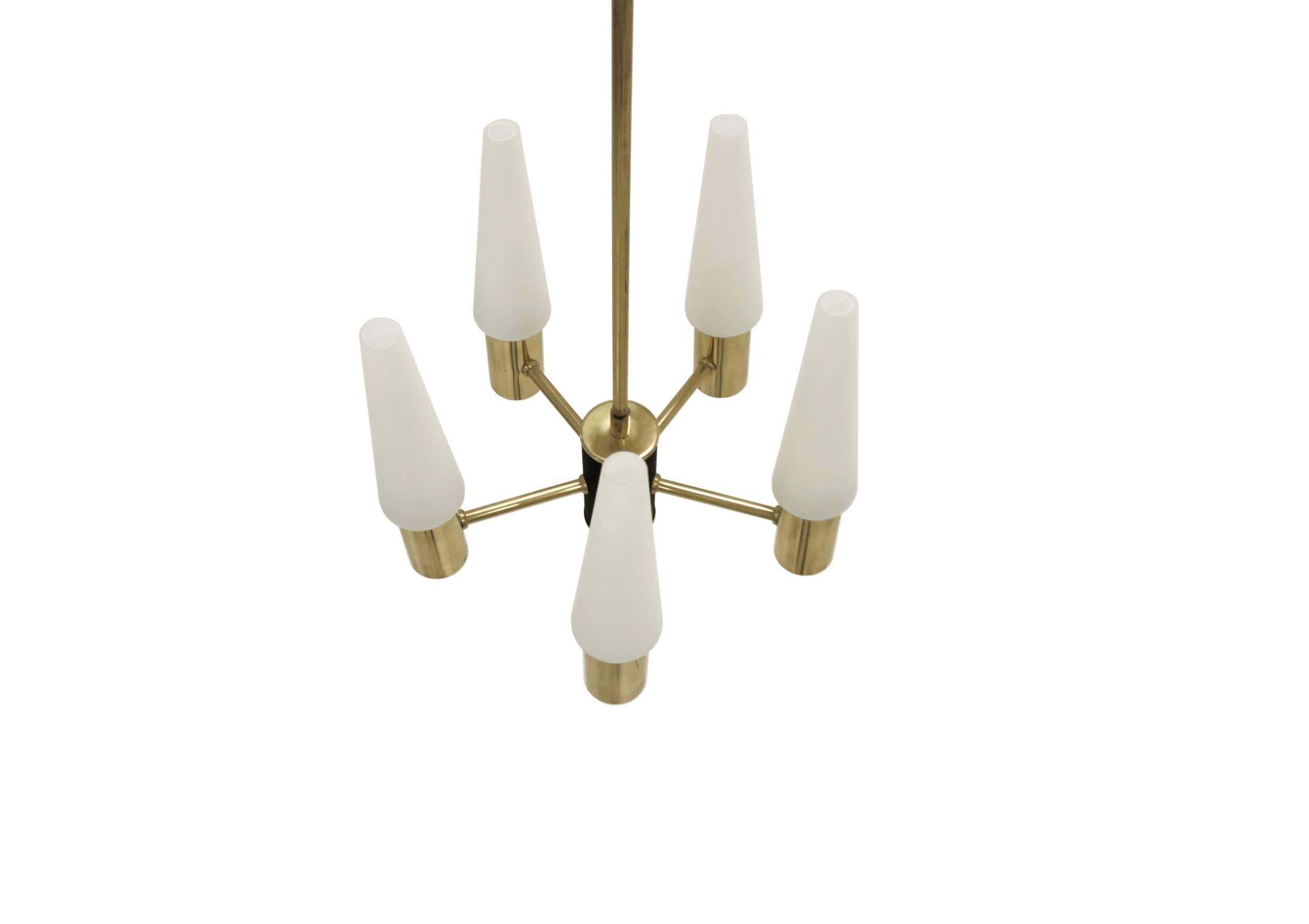 Swedish Mid-Century Chandelier in Brass, 1960s In Excellent Condition For Sale In Oslo, NO