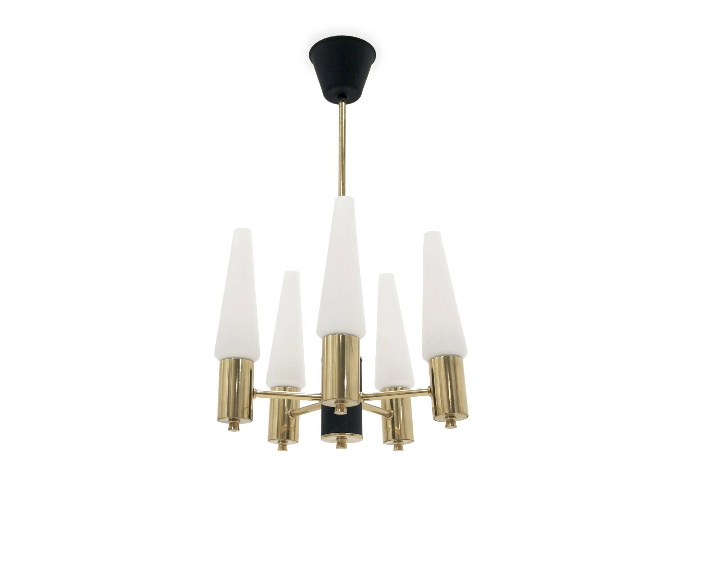 Mid-Century Modern Swedish Mid-Century Chandelier in Brass, 1960s For Sale