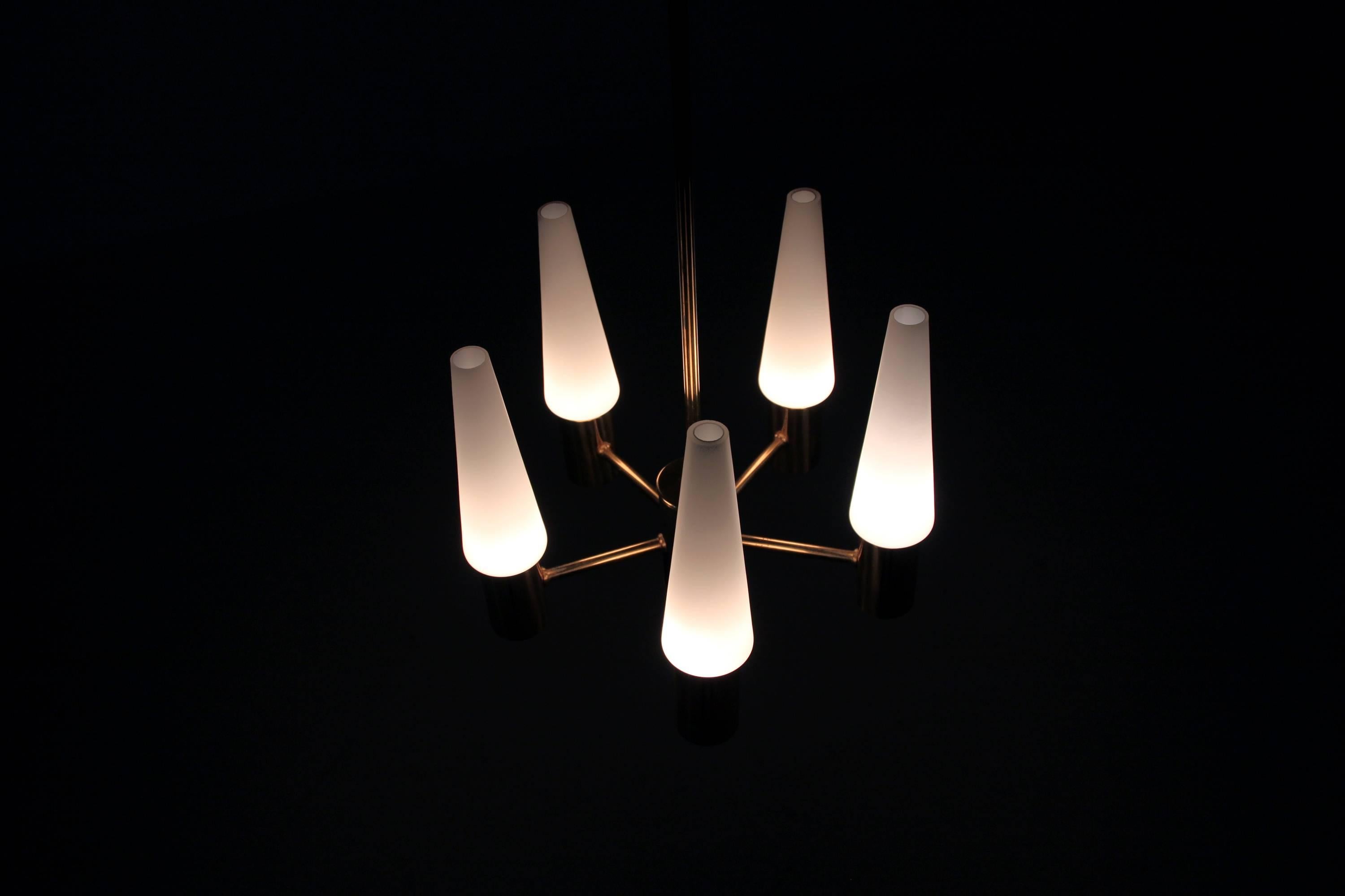 Mid-20th Century Swedish Mid-Century Chandelier in Brass, 1960s For Sale