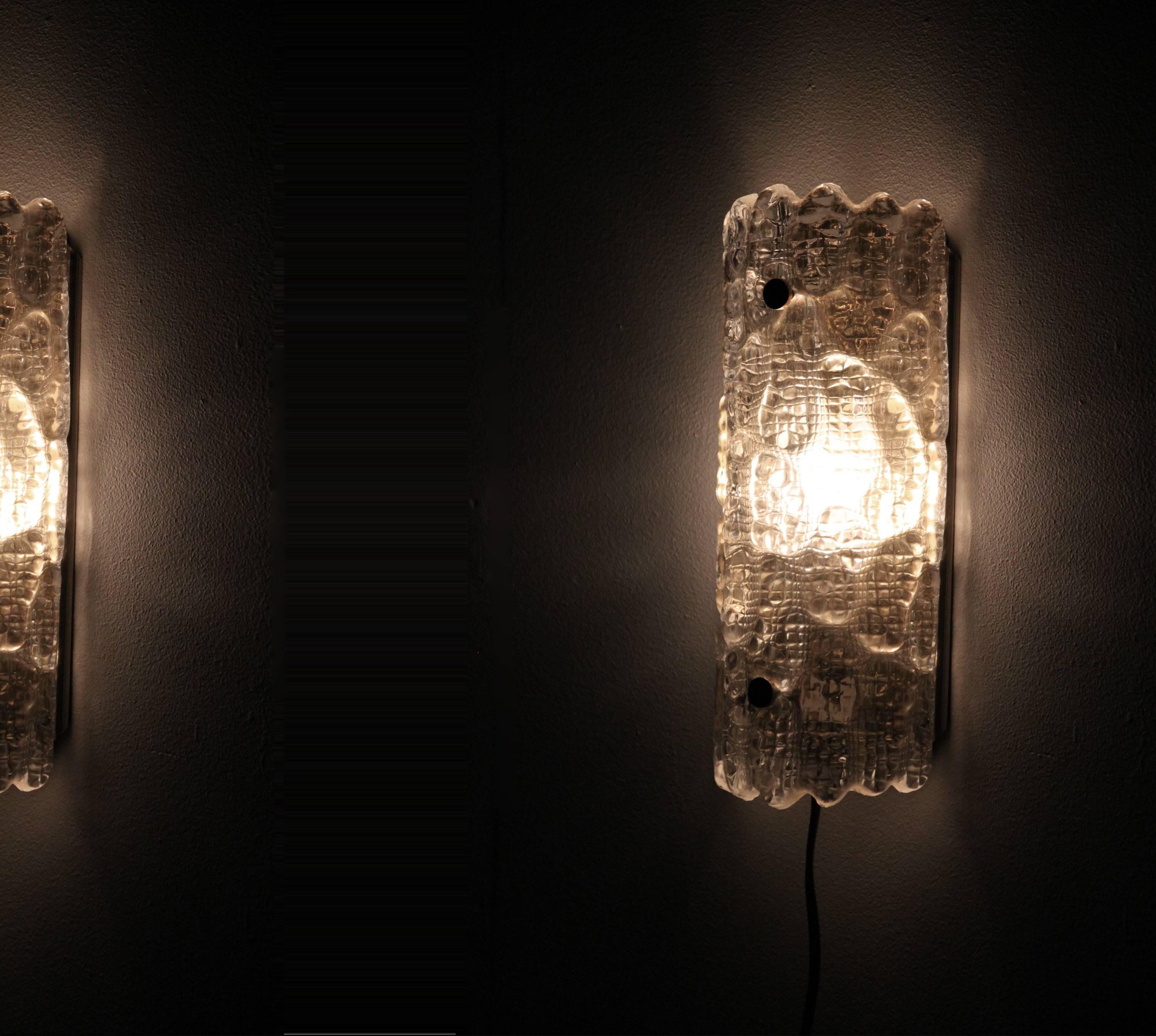 Pair of Scandinavian Wall Lights by Carl Fagerlund for Orrefors, 1970s 1