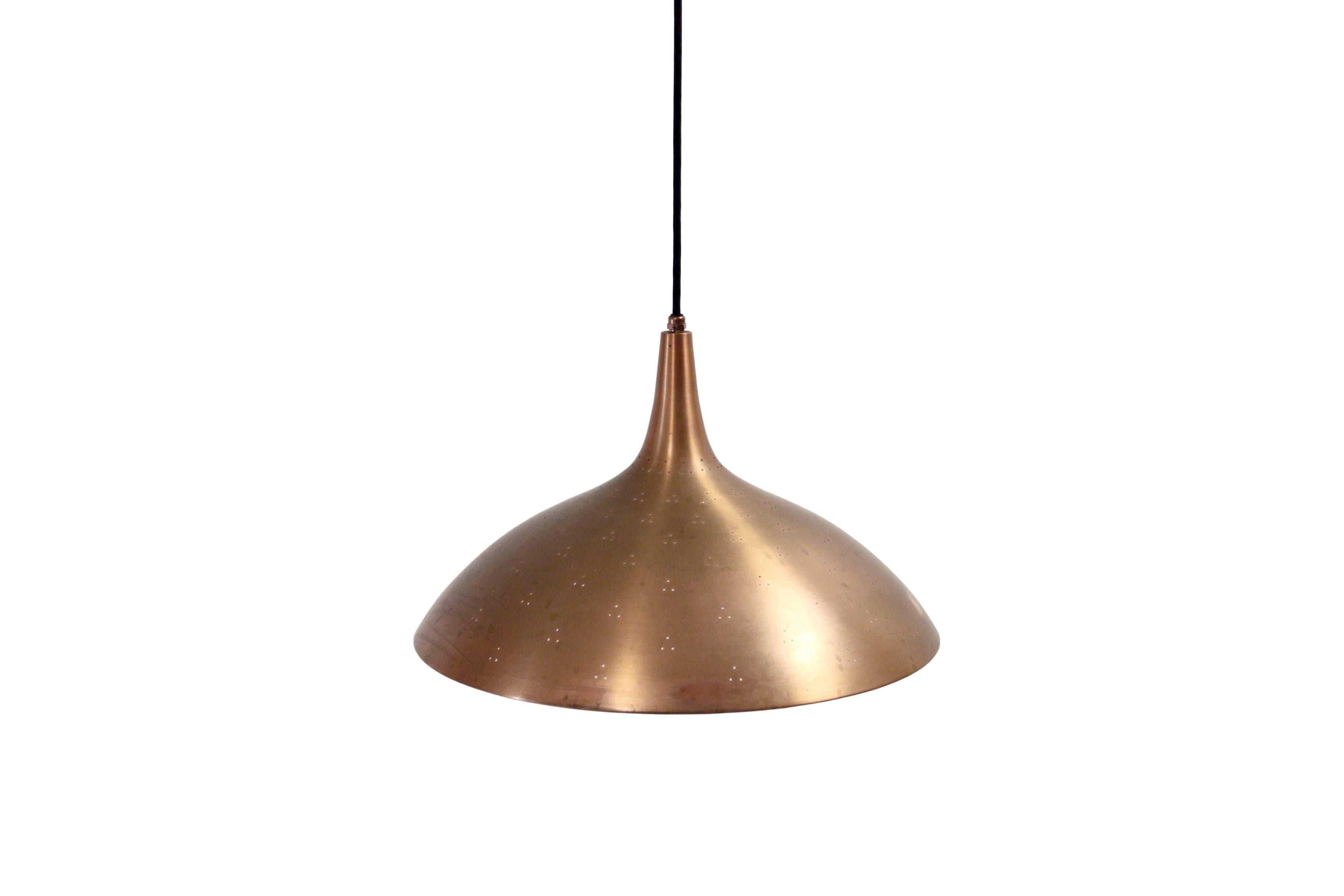 Mid-Century Modern Perforated Copper Pendant by Paavo Tynell, 1950s