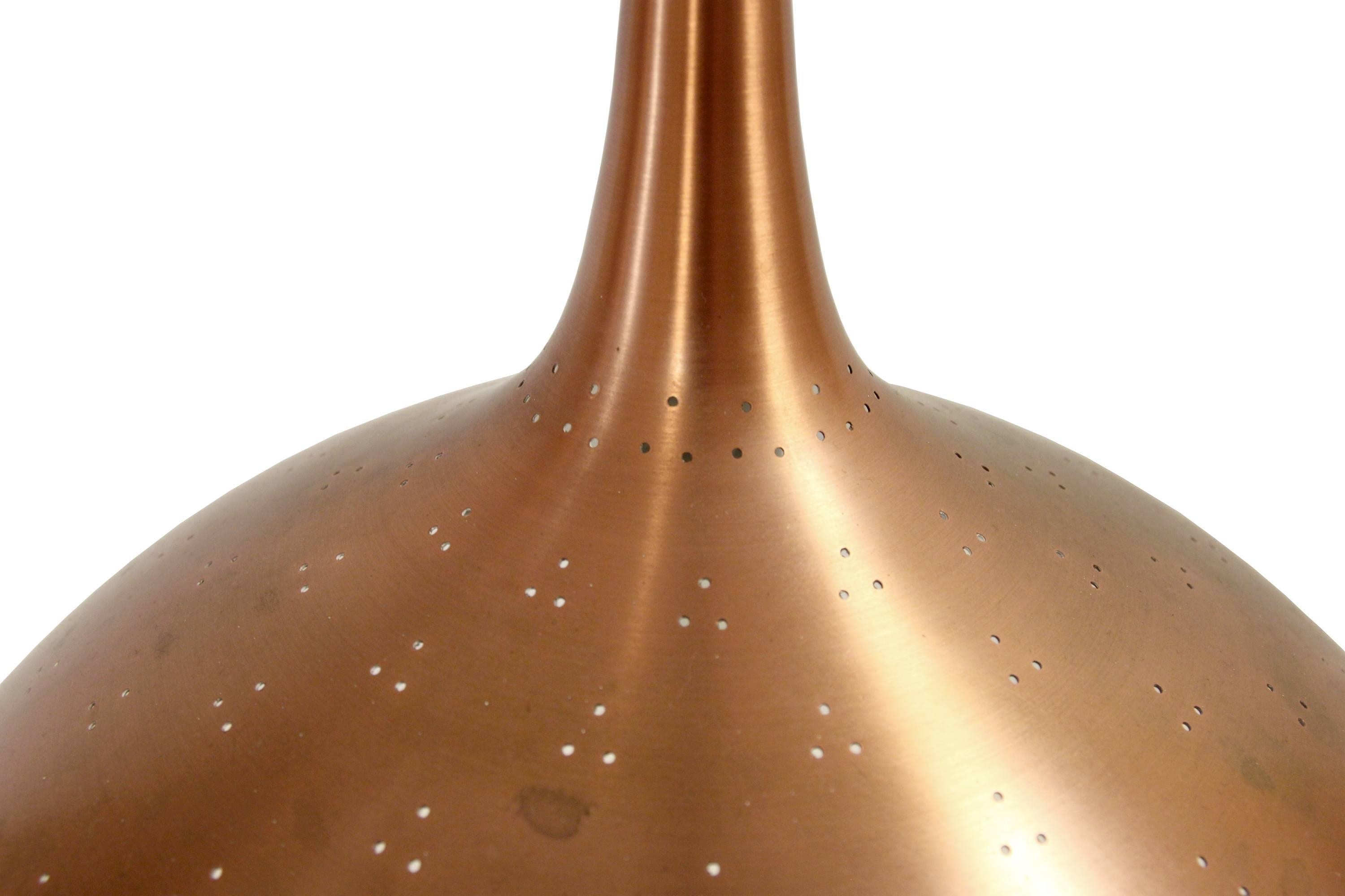 Finnish Perforated Copper Pendant by Paavo Tynell, 1950s