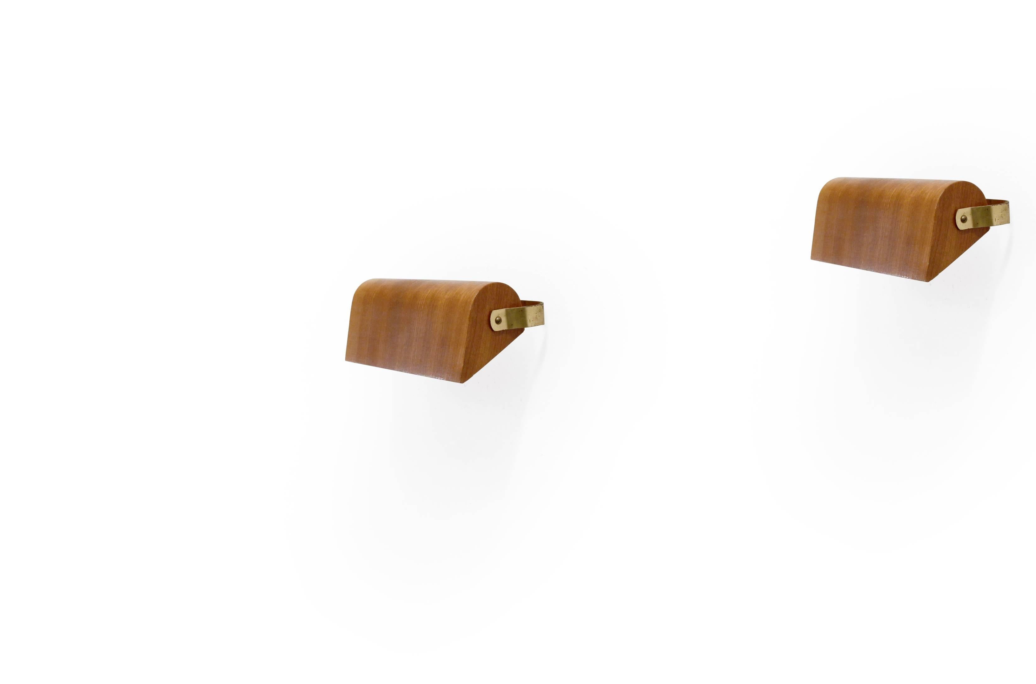 Decorative Pair of Teak Wall Lights, Sweden, 1960s In Excellent Condition In Oslo, NO