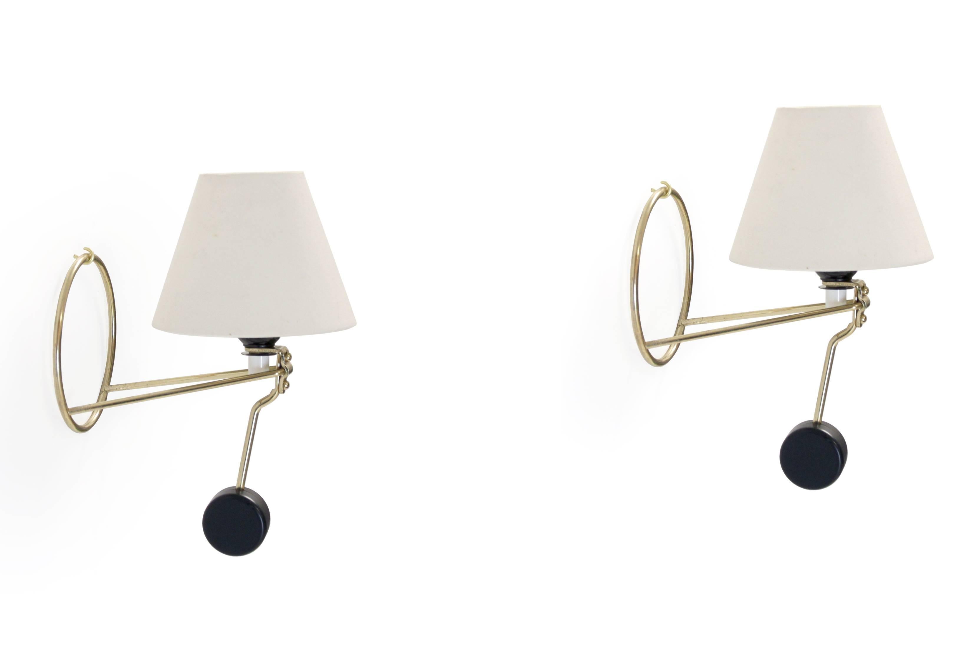 Swedish Pair of Wall Lights in Brass by Anders Pehrson for Atelje Lycktan, Sweden, 1960s