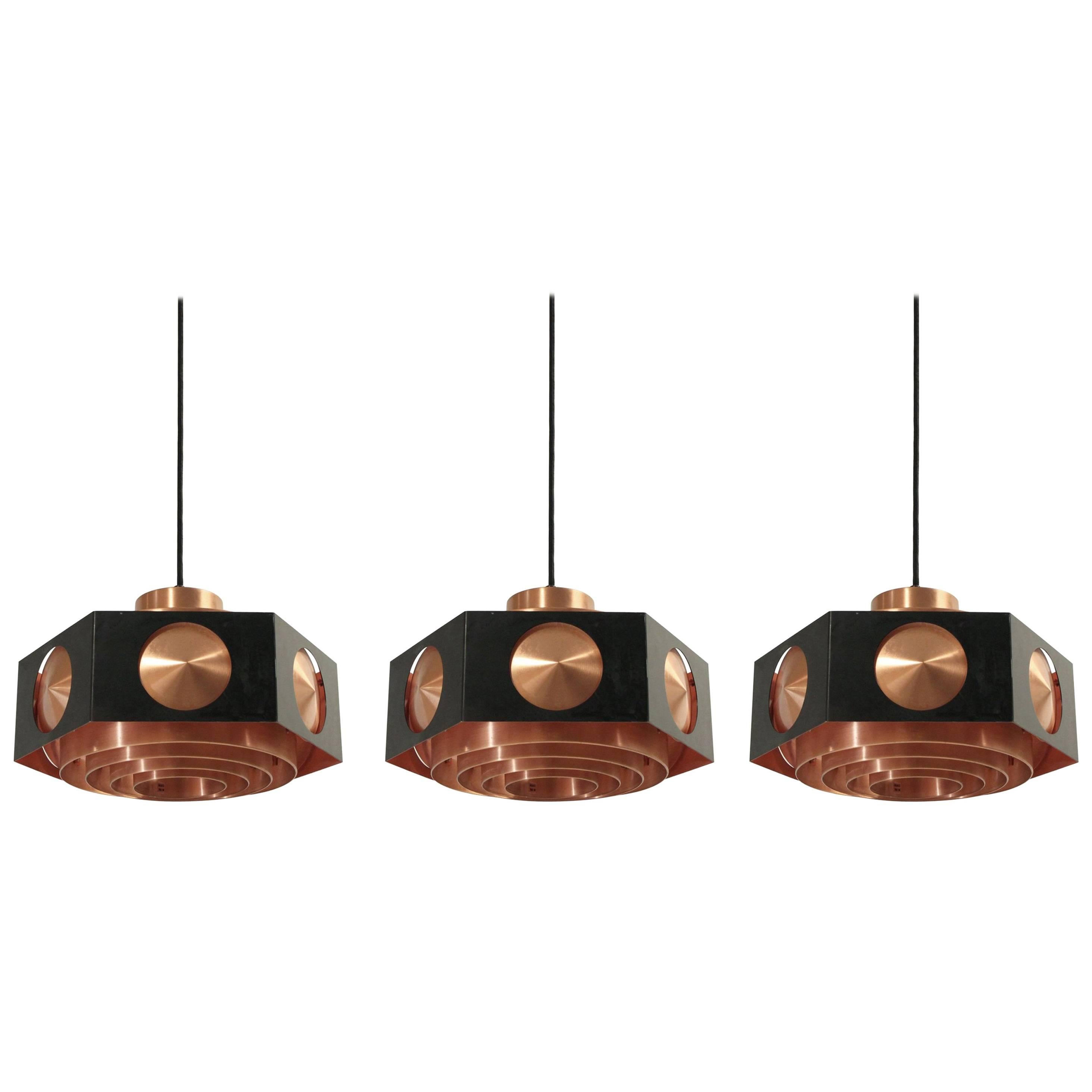 Set of Three Scandinavian Ceiling Lights by TR & Co, Norway, 1960s