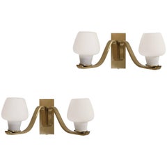 Pair of Large Wall Lights in Brass by Fog & Mørup, Denmark, 1950s