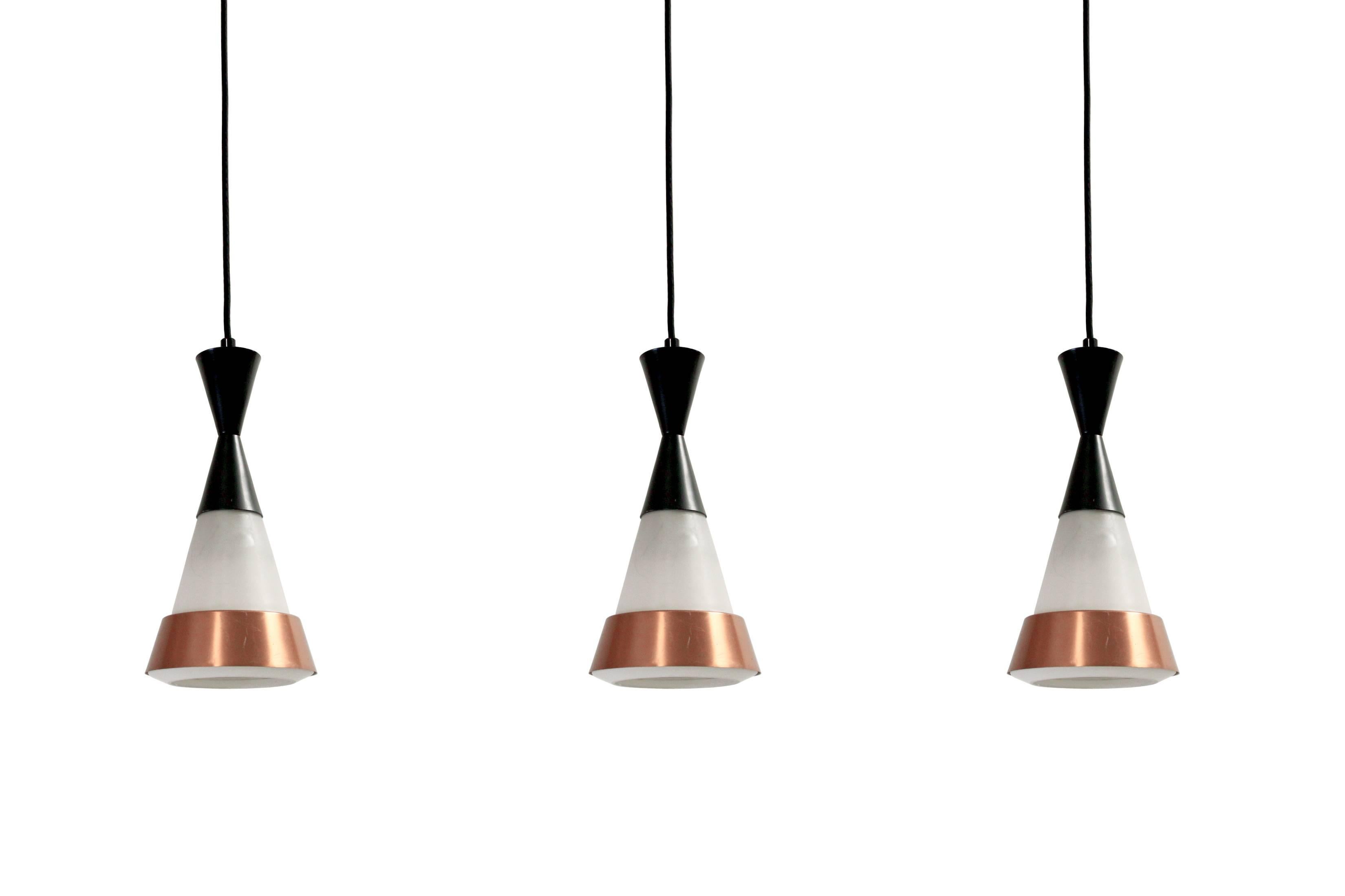 Mid-Century Modern Set of Three Scandinavian Ceiling Pendants, 1960s