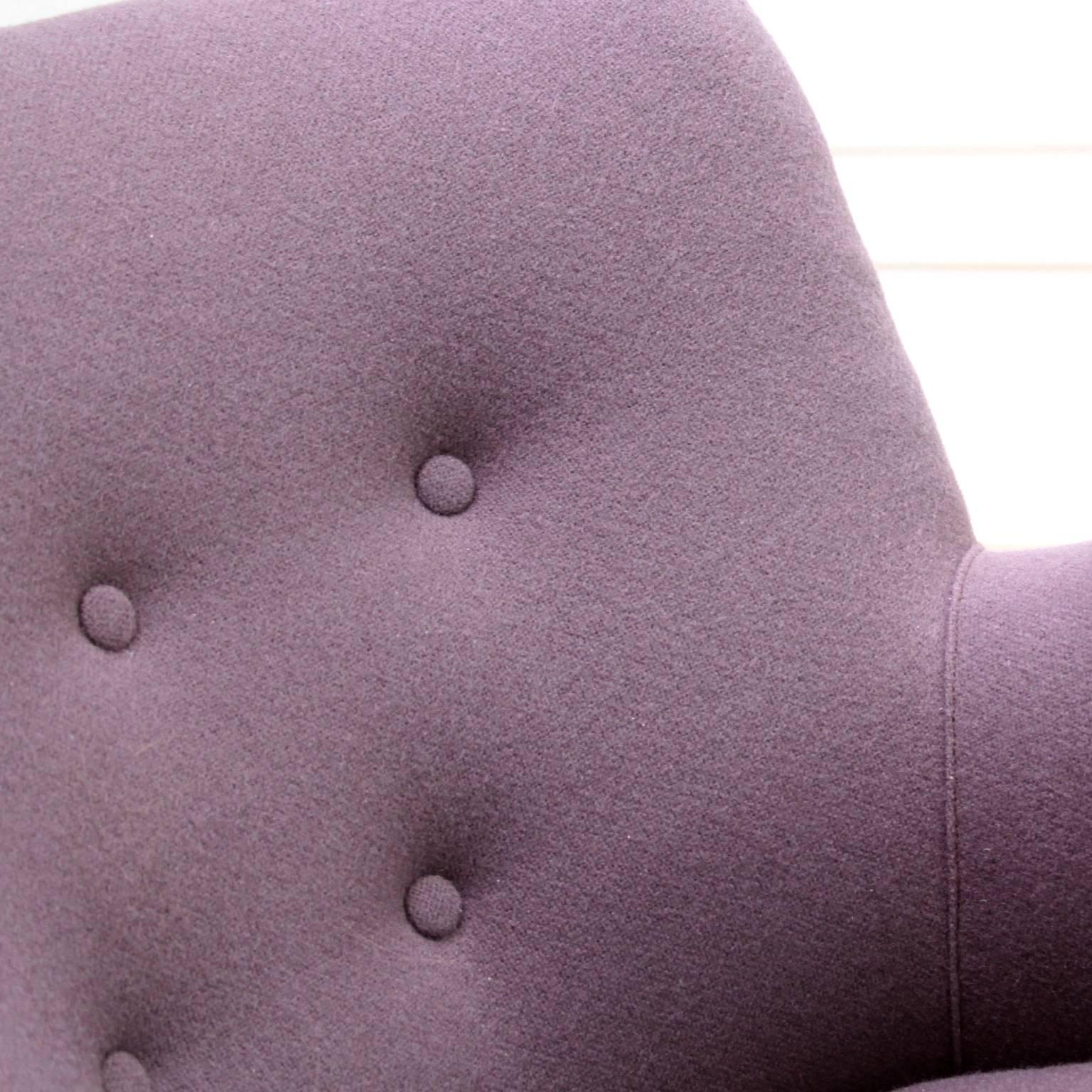 Danish Pair of Mogens Lassen Easy Chairs in Dusty Purple Wool, 1940s