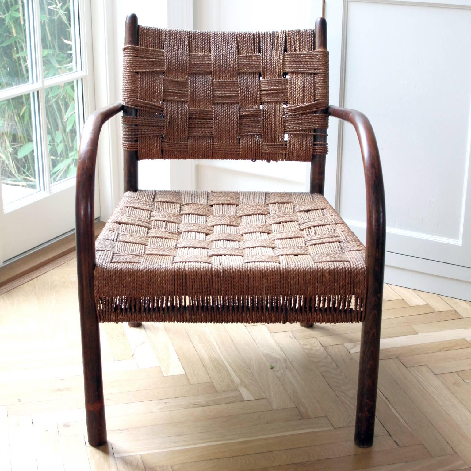 Frits Schlegel Beech and Seagrass Armchair, 1930s 1