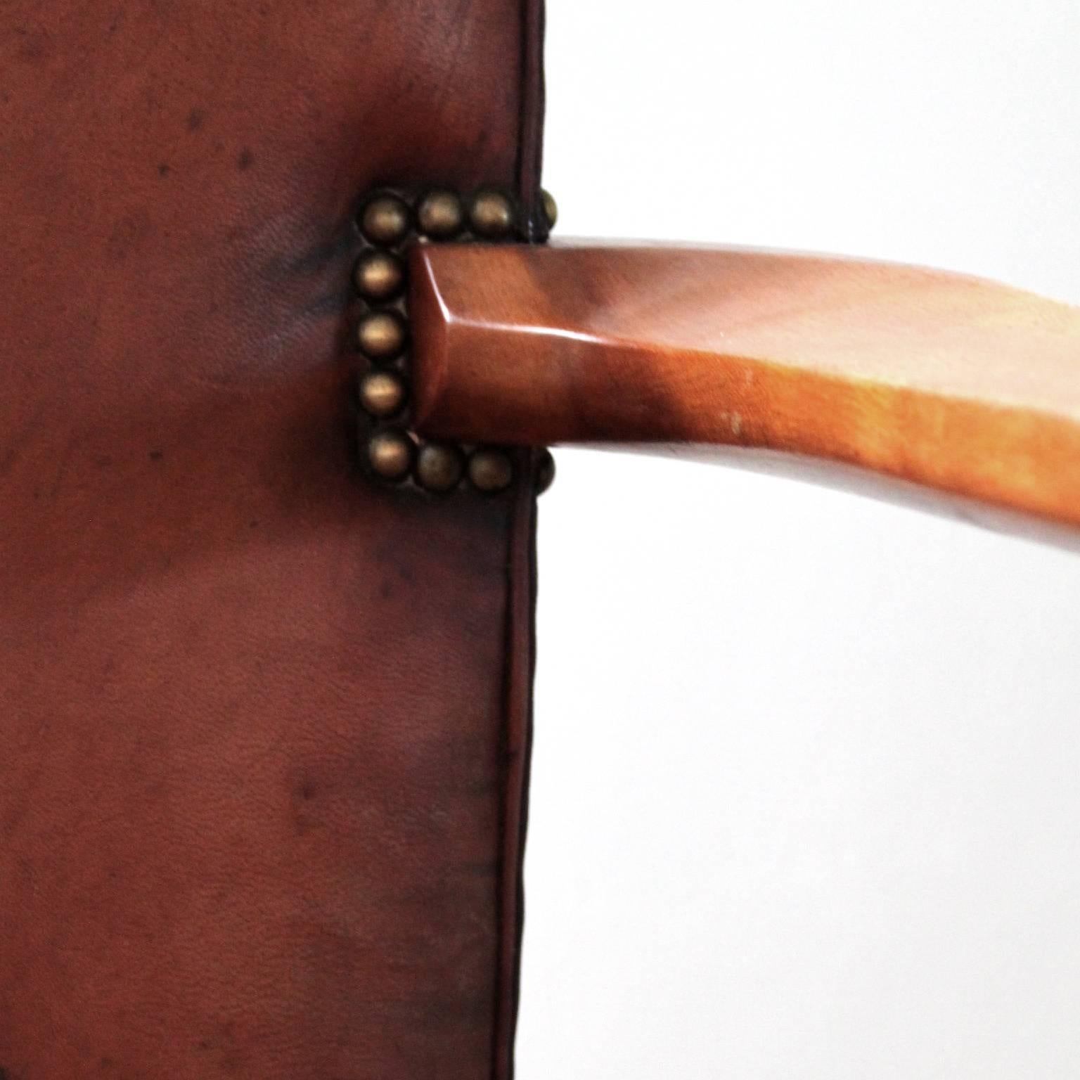 Kaare Klint, High Back Armchair in Original Niger Leather, 1940's.  1