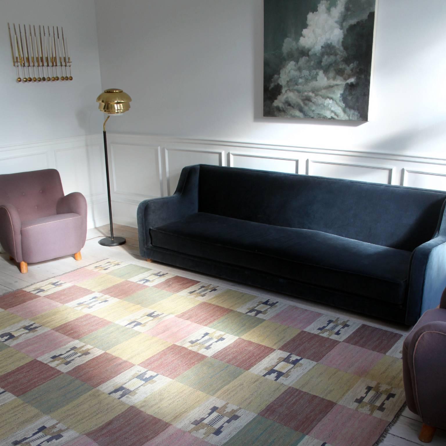 Large and Early Märta Måås-Fjetterström Flat-Weave Carpet 