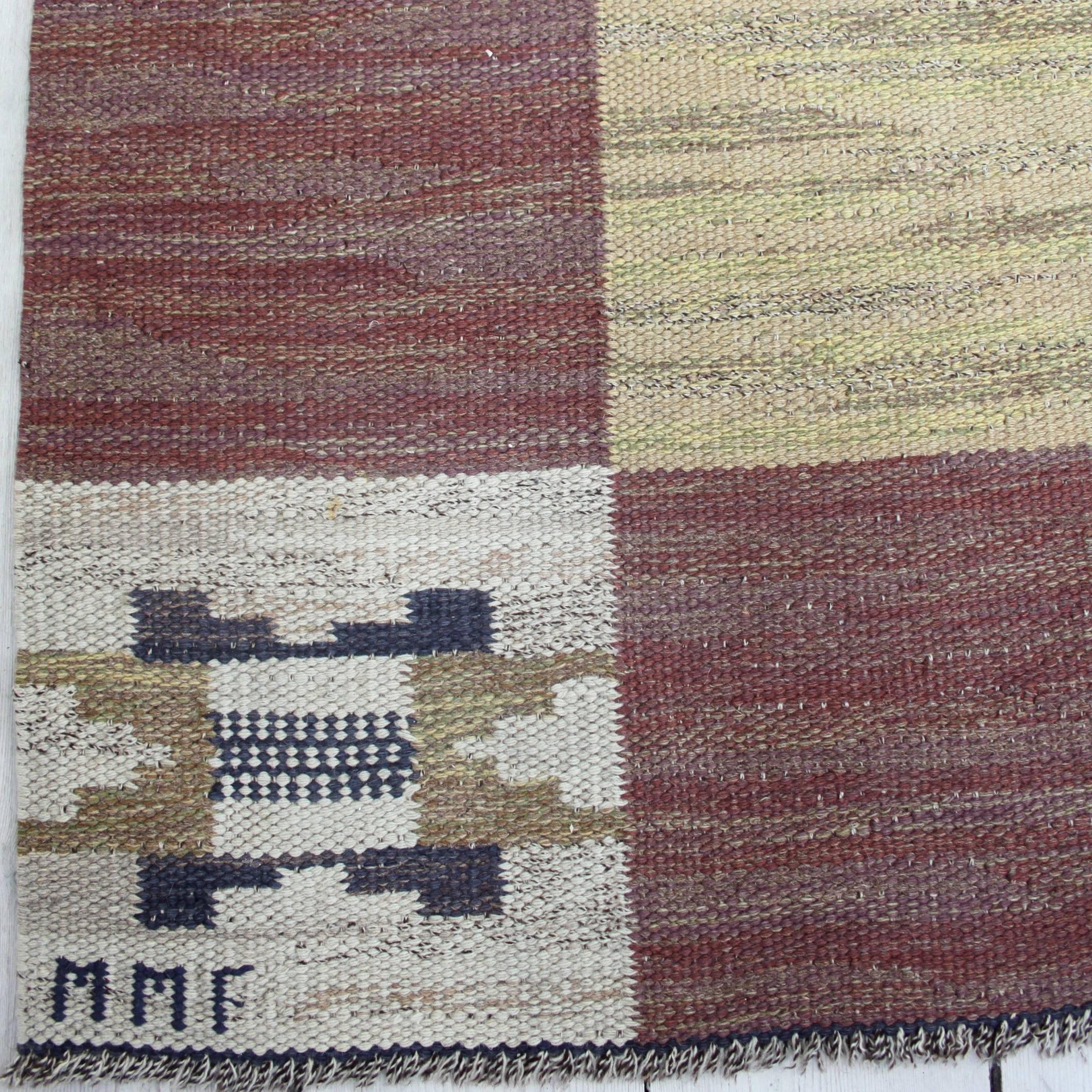 Mid-Century Modern Large and Early Märta Måås-Fjetterström Flat-Weave Carpet 