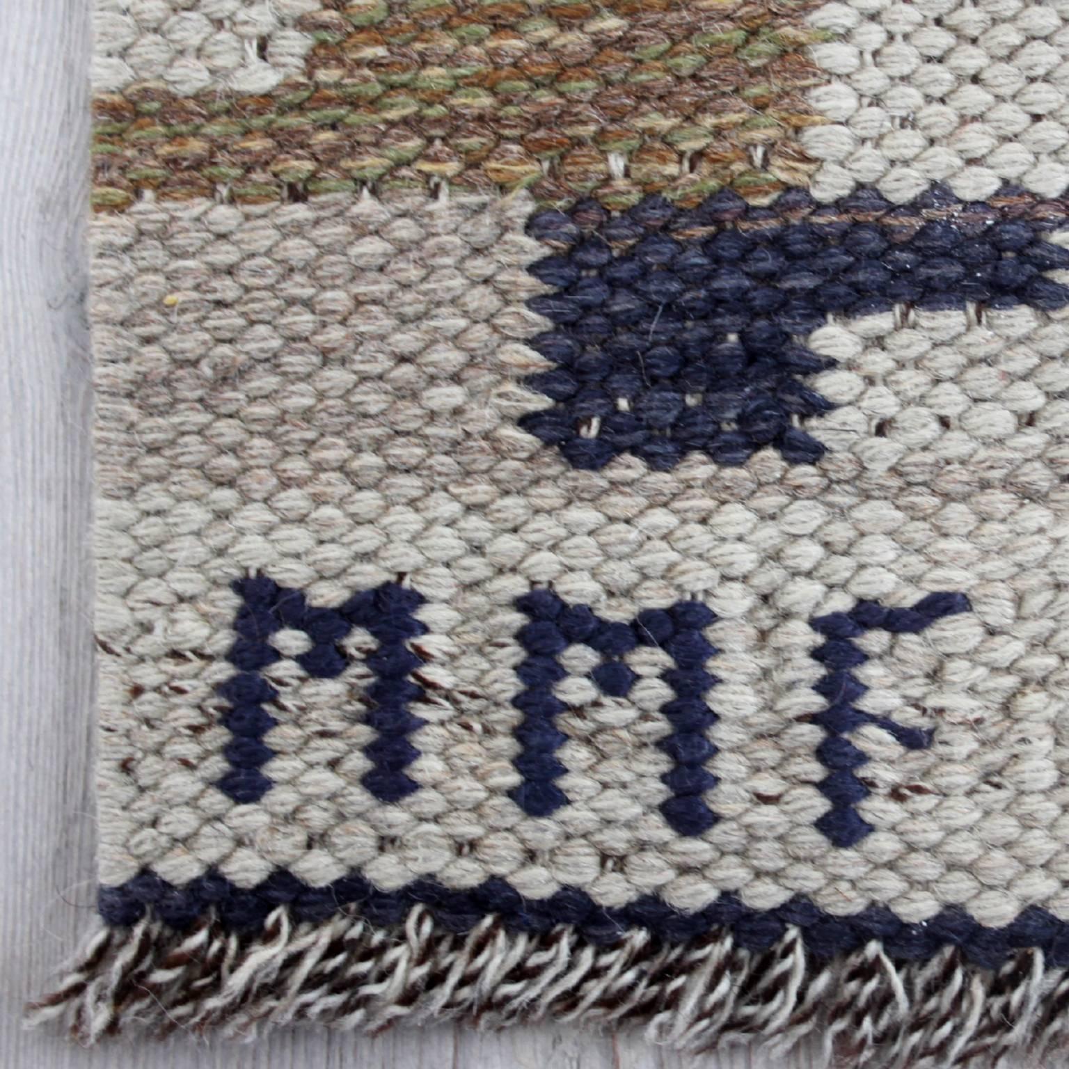 Swedish Large and Early Märta Måås-Fjetterström Flat-Weave Carpet 