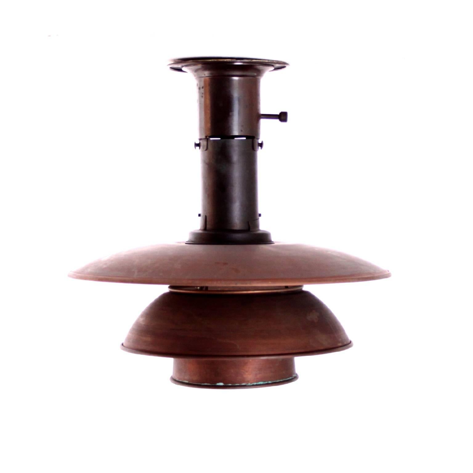 Danish Early Poul Henningsen Ceiling Light  ( PH 3/3 ) in Patinated Copper 1930s