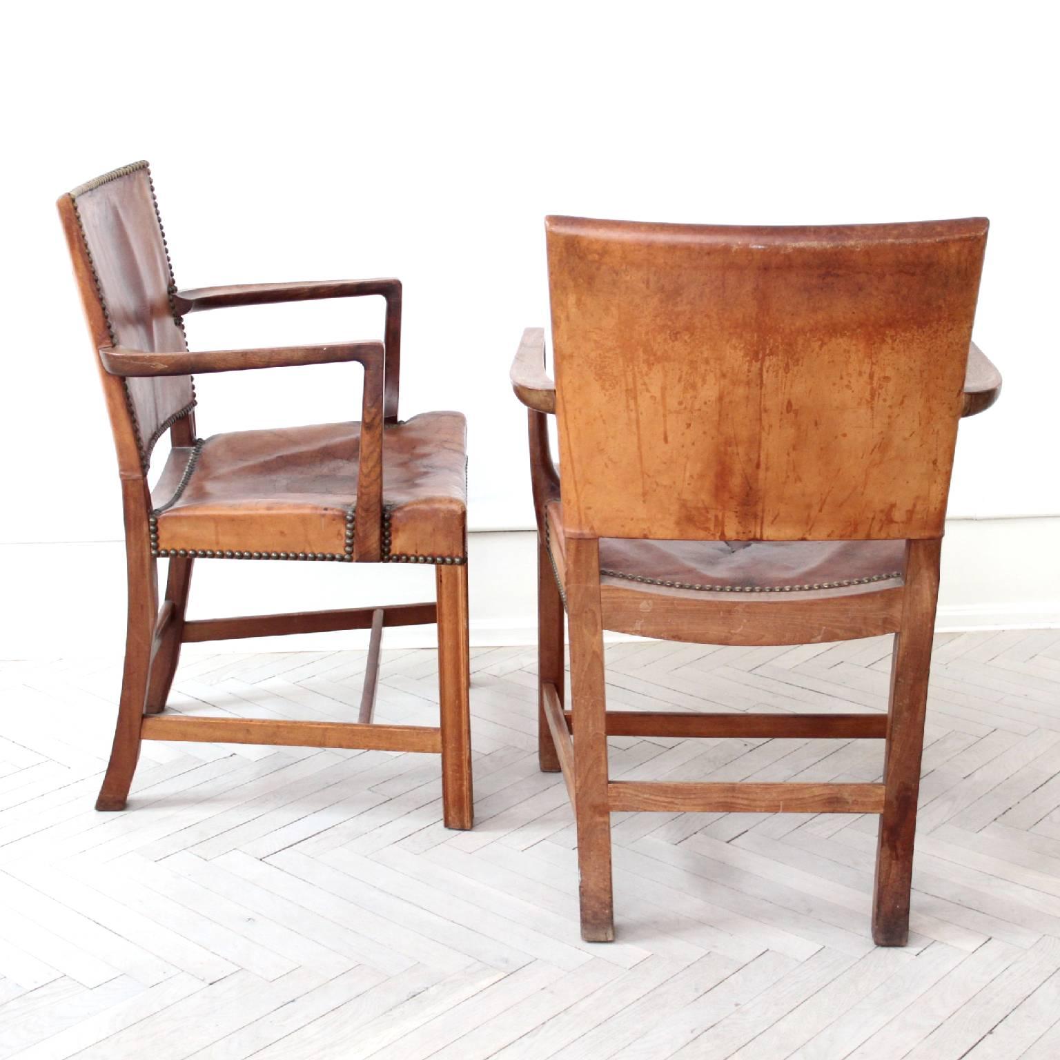 Scandinavian Modern Pair of Large Armchairs by Kaare Klint