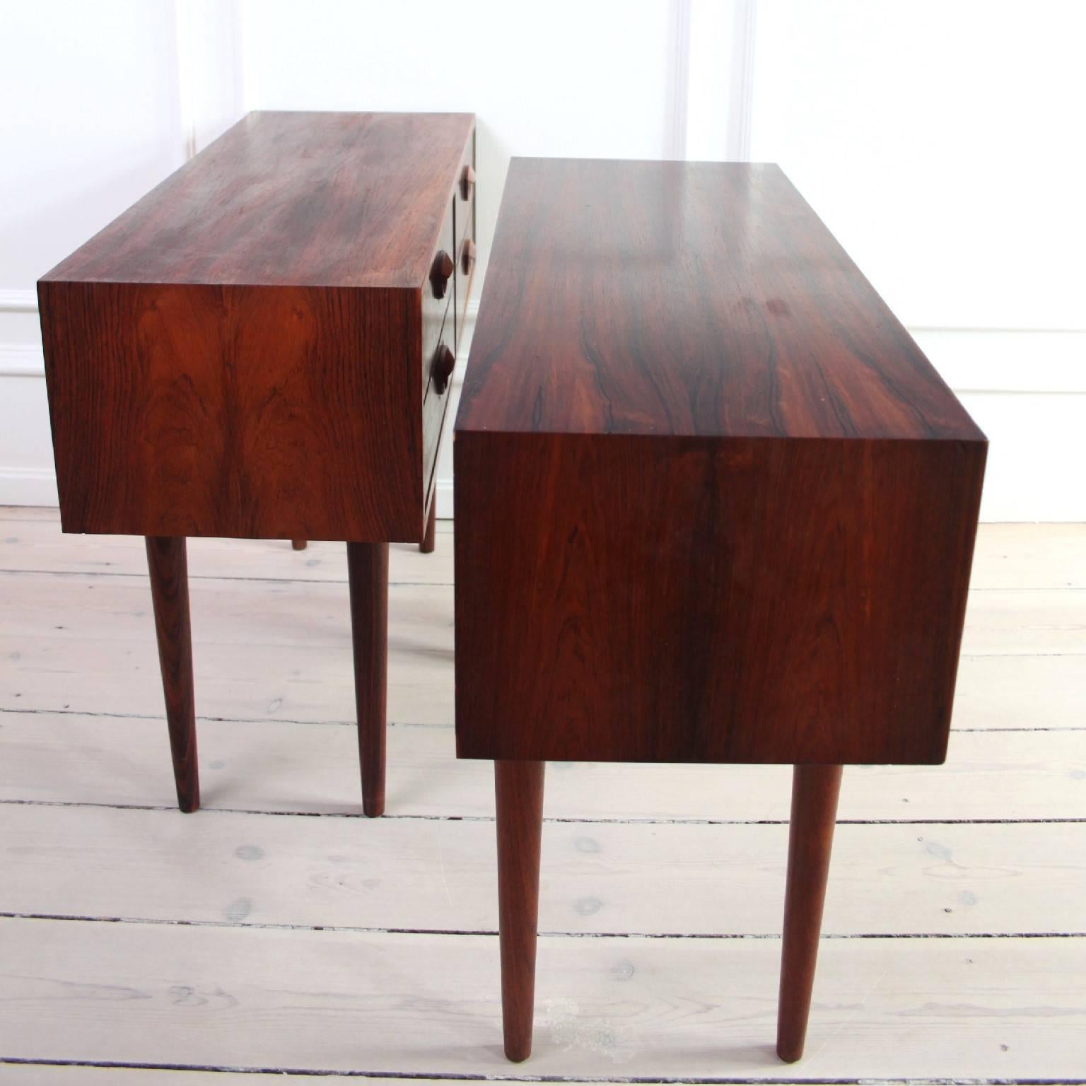 Scandinavian Modern Kai Kristiansen, Pair of Rosewood Nightstands/Side Tables