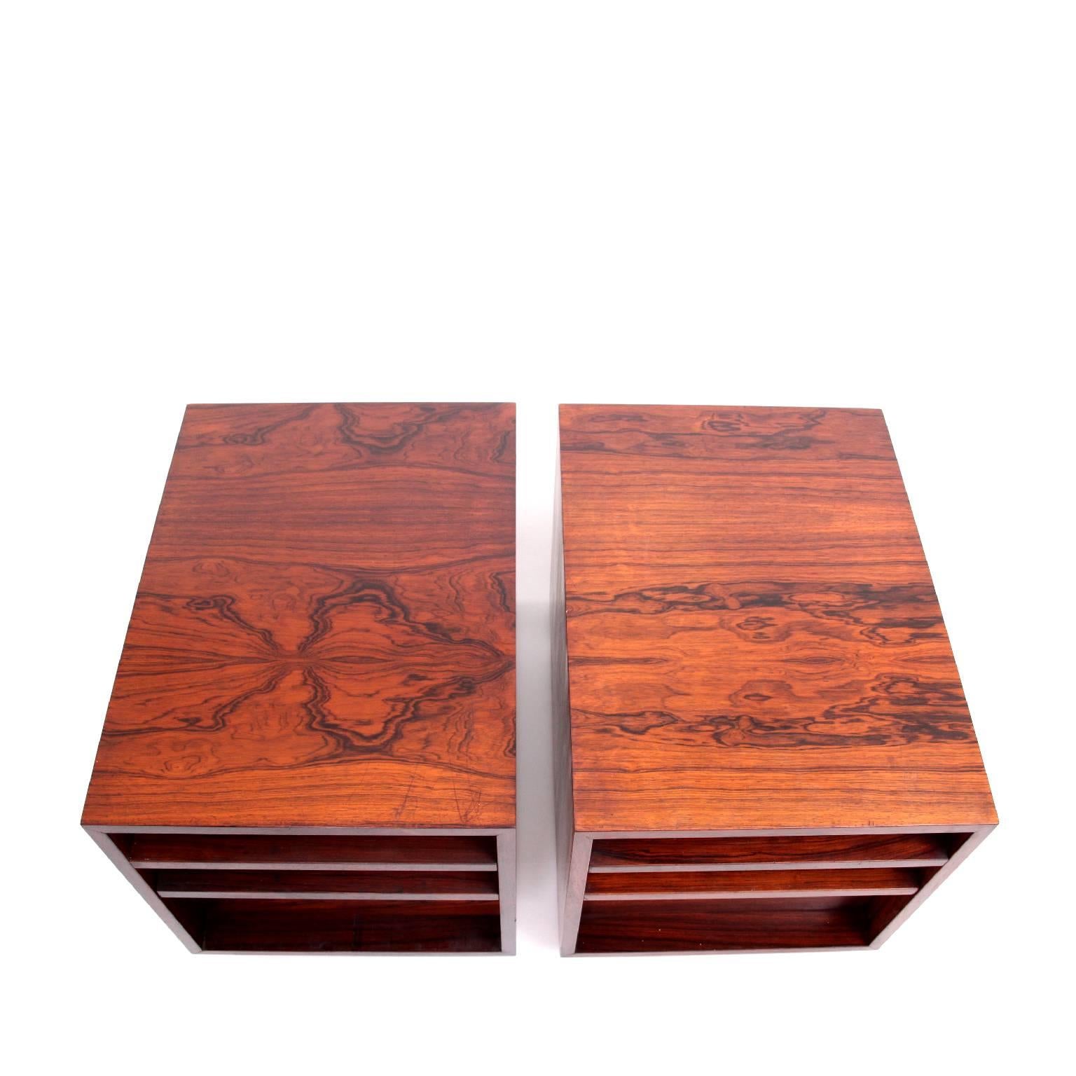 Scandinavian Modern Bodil Kjaer Pair of Rosewood Side Tables or Cabinets
