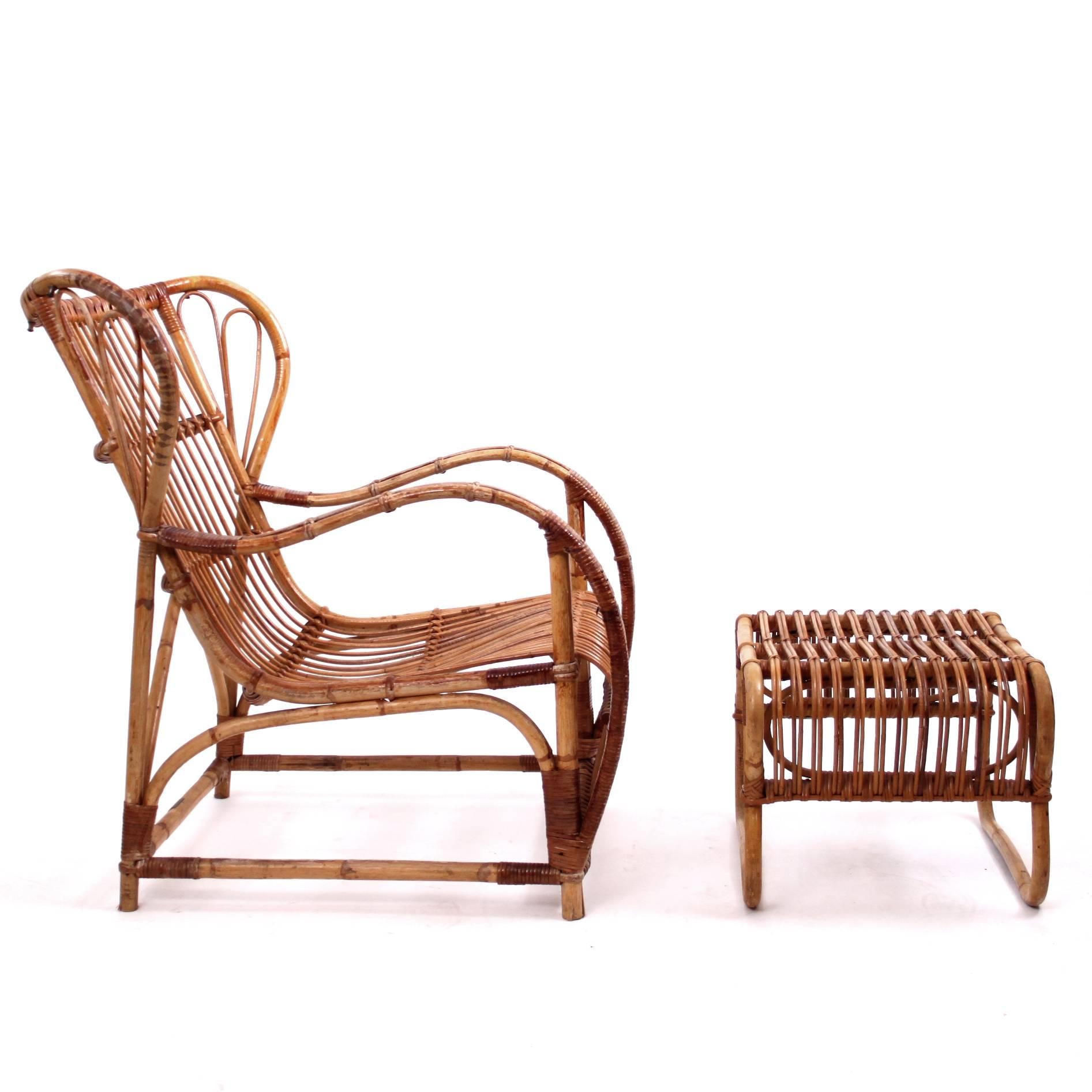 Scandinavian Modern Viggo Boesen, Pair of Bamboo Lounge Chairs