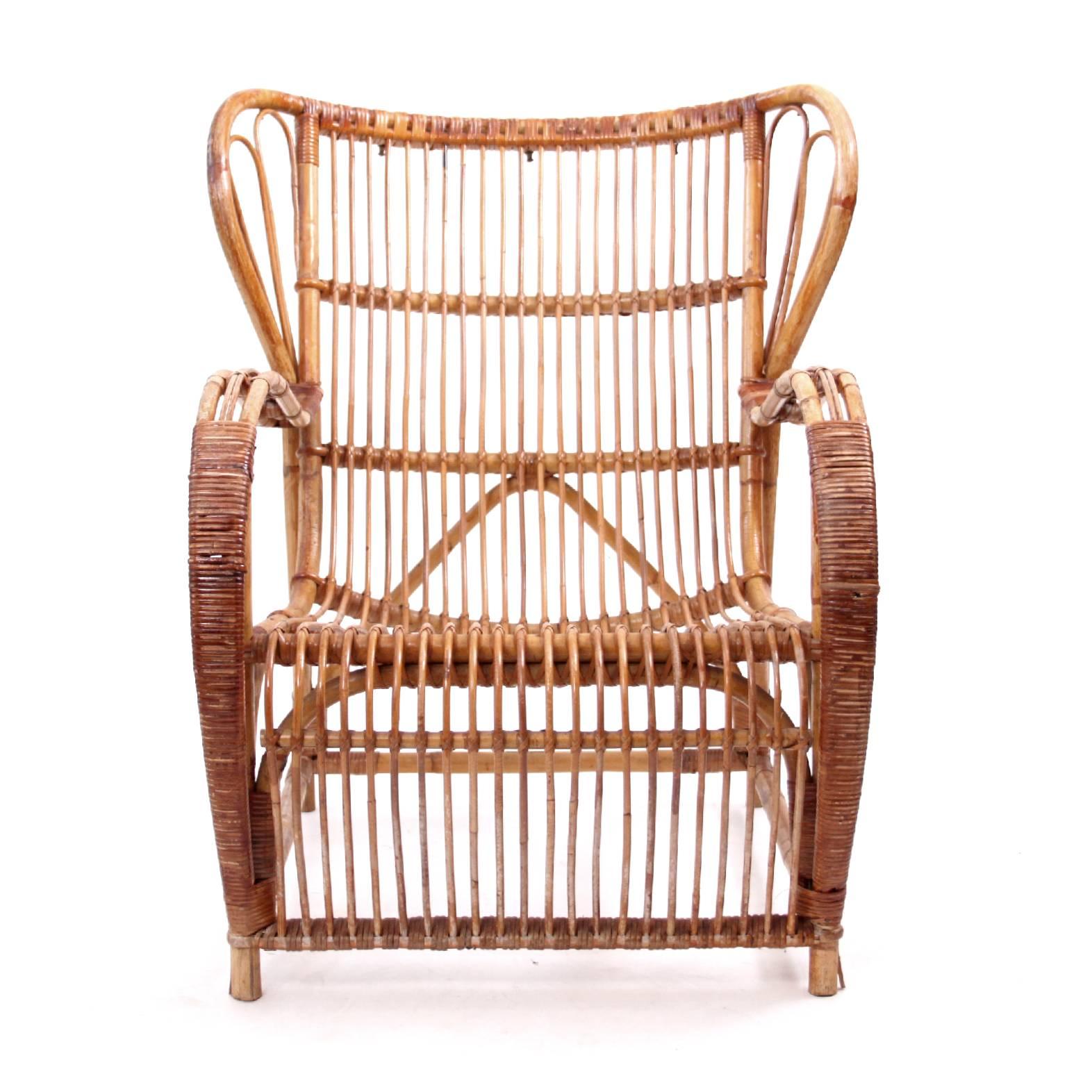 Danish Viggo Boesen, Pair of Bamboo Lounge Chairs