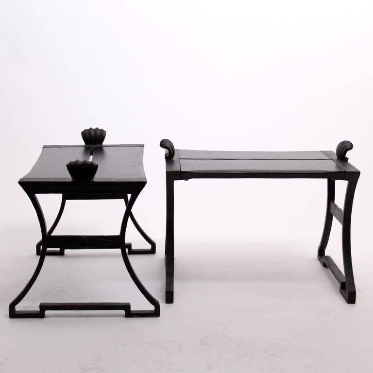 FOLKE BENSOW - MID-CENTURY MODERN DESIGN

A beautiful pair of benches (Park Bench No. 1) designed by Folke Bensow, Sweden, 1920s. 

The benches are painted cast iron and wood (black). The benches has patina from having being used in a garden. The