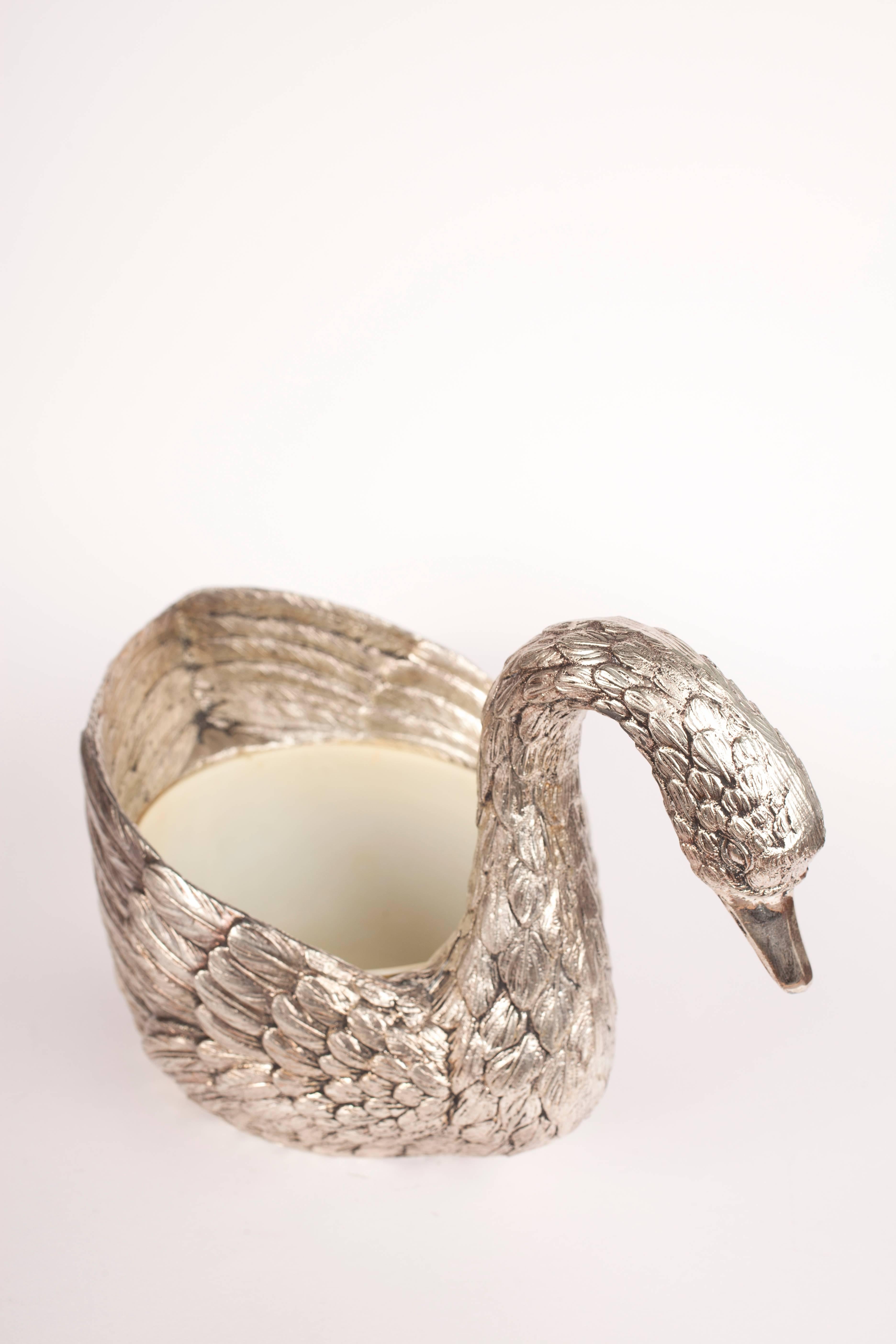 Italian Gorgeous Swan Ice Bucket by Mauro Manetti For Sale
