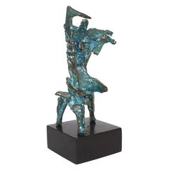 George Koras - Sculpture abstraite en bronze "Le violoniste"