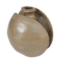 Brutalist Stoneware Studio Pottery Vase Signed