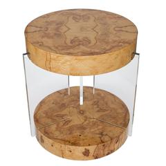Rare Burl Lucite End Table Attributed to Vladimir Kagan
