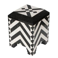 Maitland-Smith Black and White Tessellated Stone Box