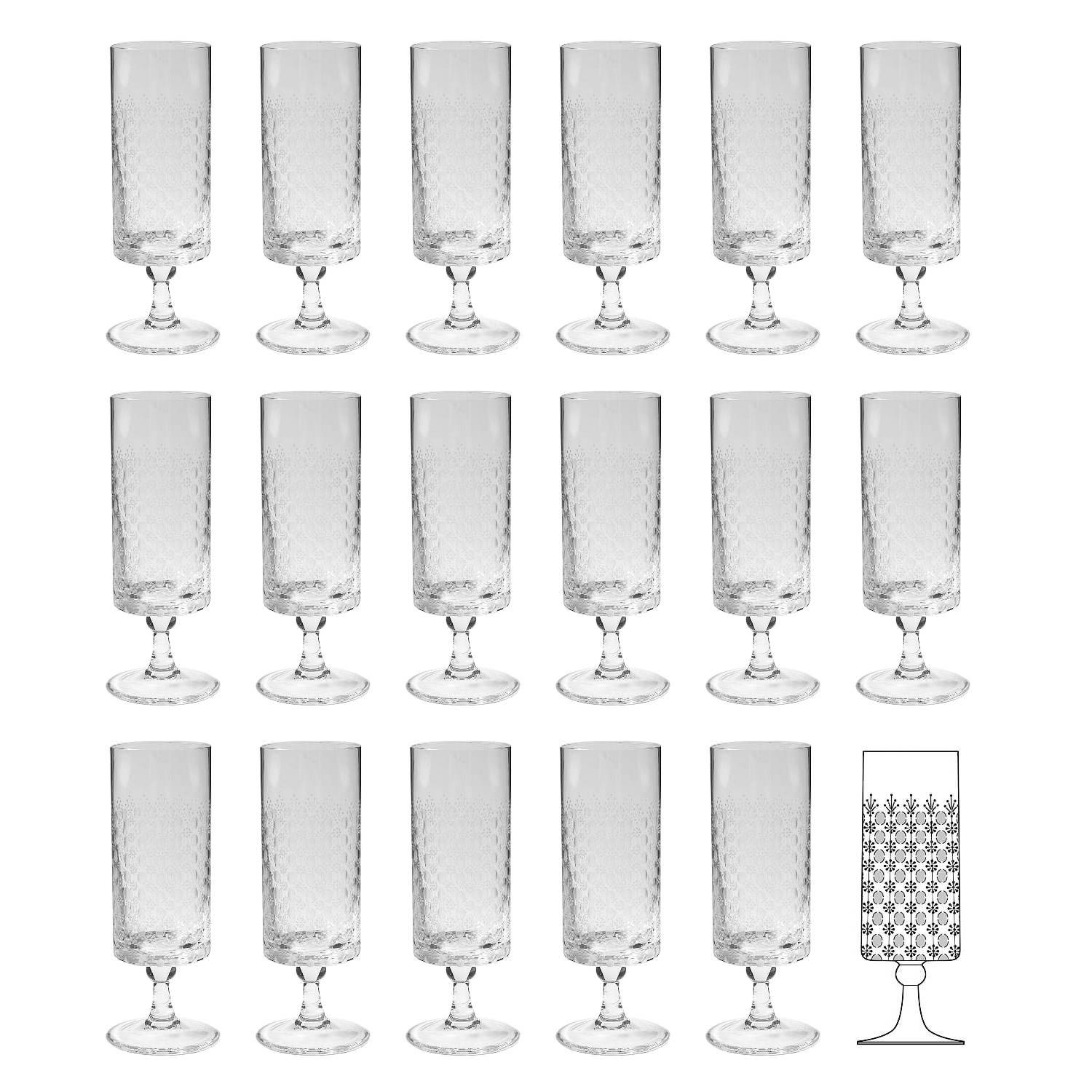 Set of 17 Bjorn Wiinblad Rosenthal Romance Water Glasses