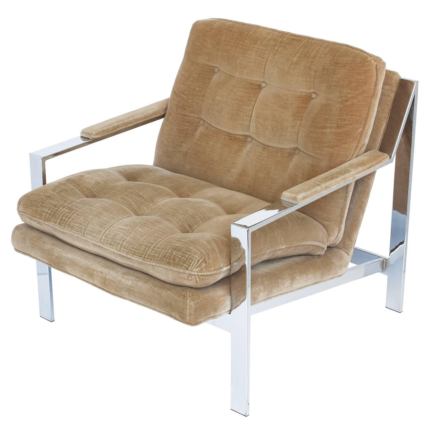 Cy Mann Chrome Lounge Chair in the Style of Milo Baughman