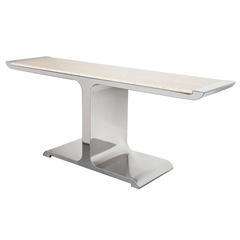 Brueton Polished Steel and Travertine Eagle Console Table