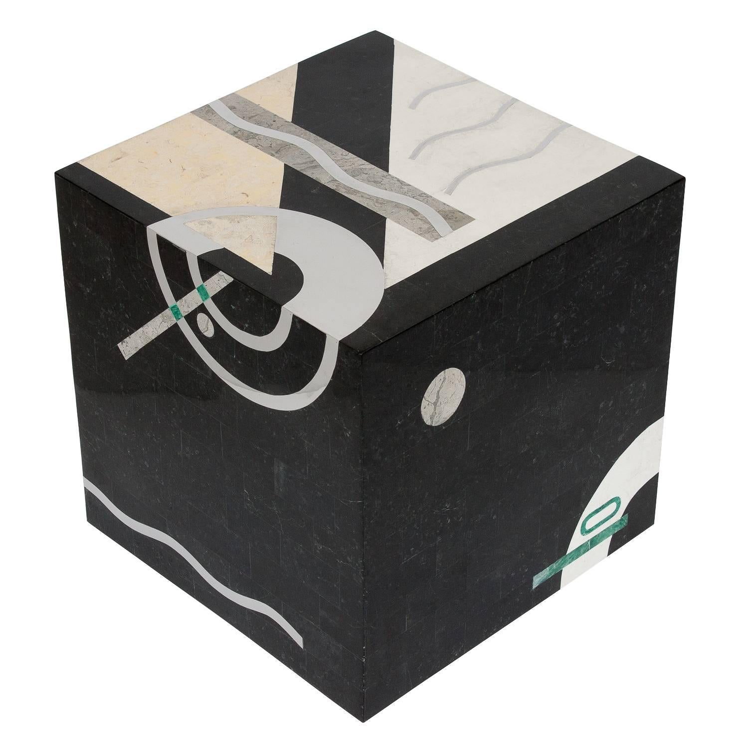 Modern Tessellated Stone Side Table by Oggetti, Italy