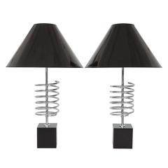 Pair of Laurel Chrome Spring Coil Table Lamps 8