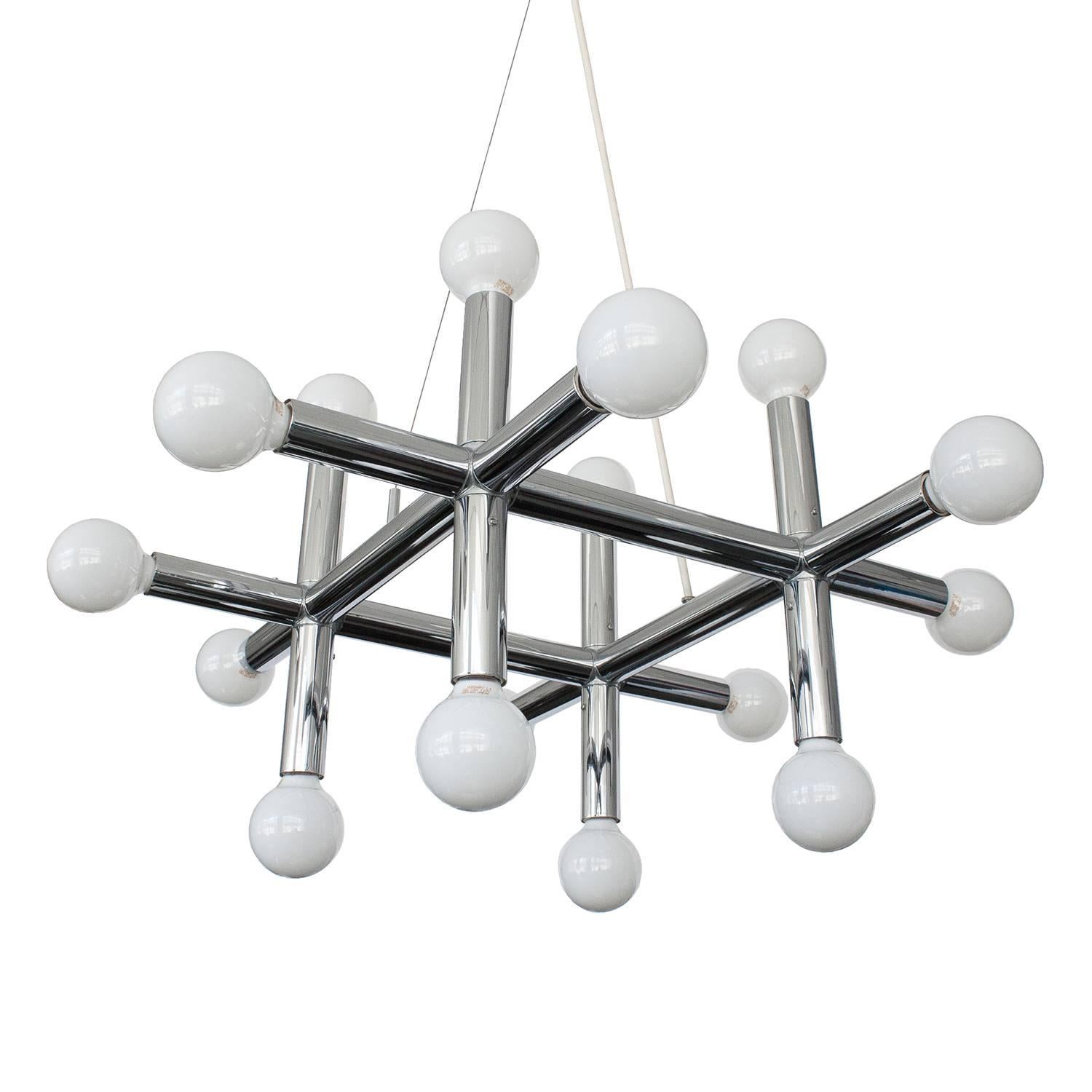 Chrome Sixteen-Light Molecule Chandelier by Lightolier