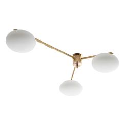 Brass Three Arm Flush Mount Chandelier by Angelo Lelli for Arredoluce