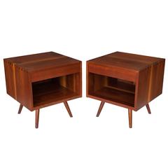 Pair of Solid Walnut Nightstands by George Nakashima