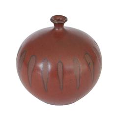 Rust Red Glazed Studio Pottery Onion Vase