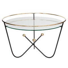 Jean Royère Style Black and Brass Cocktail Table