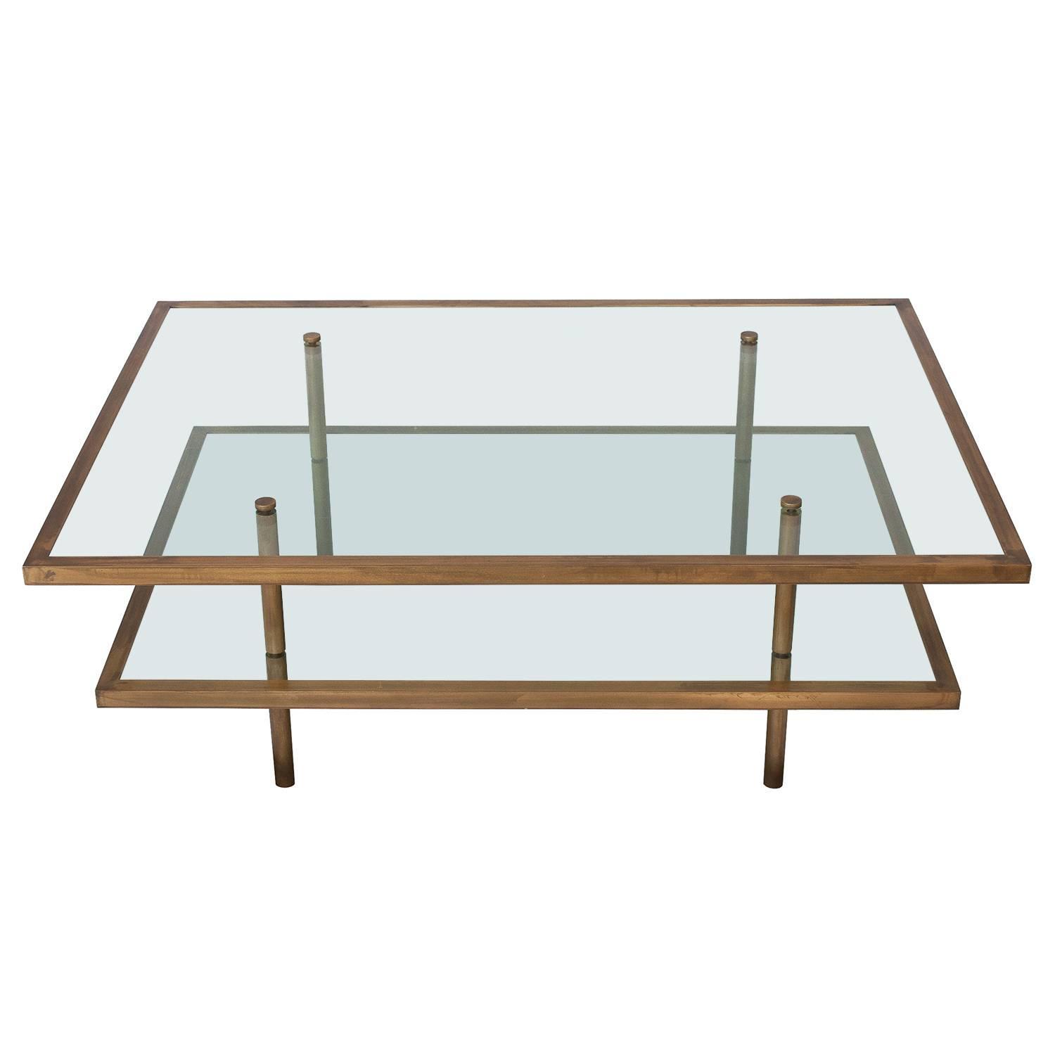 French Bronze And Glass Two Tier Coffee Table At 1stdibs