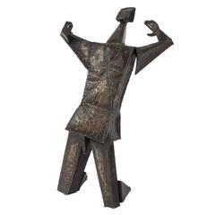 Brutalist Kneeling Male Sculpture by Irving Berg